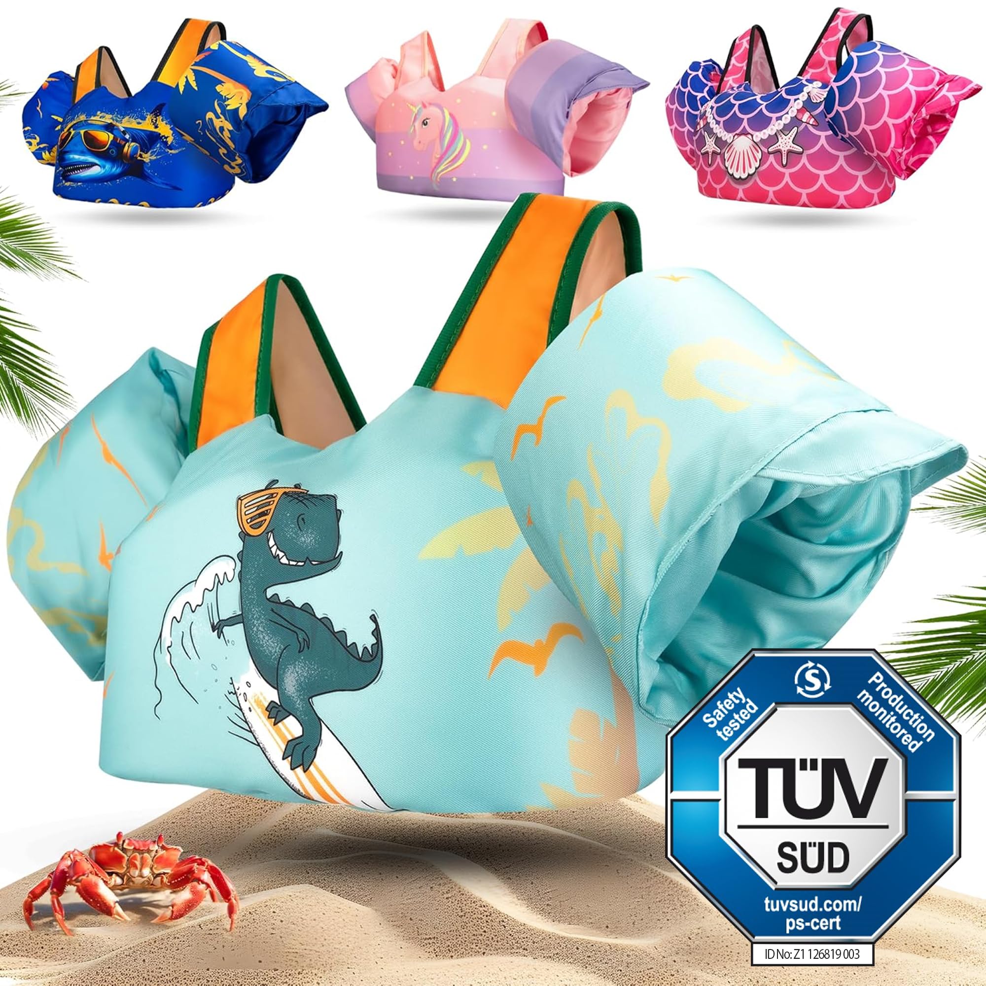 KIDVERSE Schwimmweste Kinder 3-6 Jahre - Geprüfte Qualität - Schwimmweste mit Schwimmflügel für Kinder - Schwimmhilfe für Jungen & Mädchen bis 30kg - Auftriebsweste Kinder - Schwimmtraining