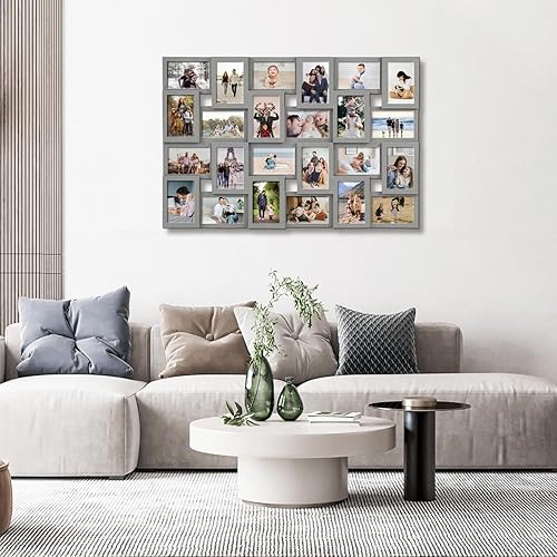 Miniatura 2 de J.M.Deco Marcos de fotos de collage para pared, 24 ranuras, memoria familiar de Reunion Friends, marco de fotos grande, galería de selfies,