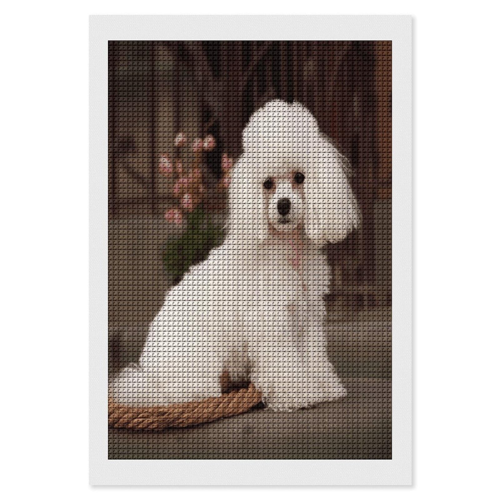FodPand French Poodle Diamond Painting Kit for Beginner Fun 5D DIY Crafts for Adults Diamond Art Kits Square Diamond Art Canvas Painting Gem Art Crafts for Home Wall Decor 8"x12"