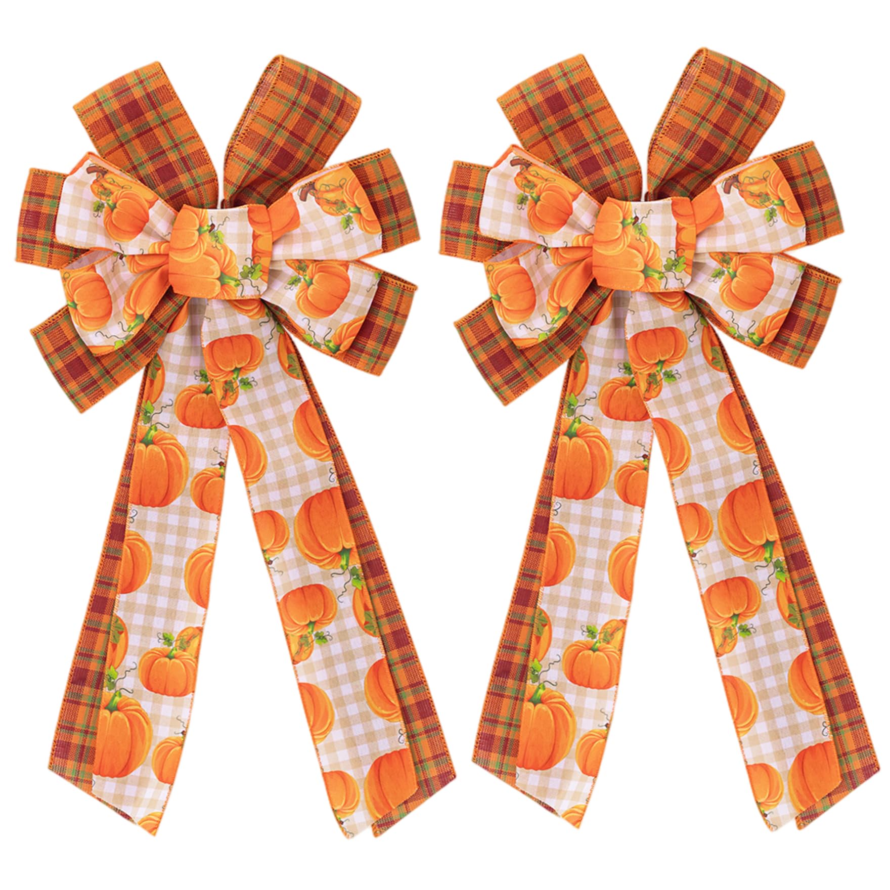 Lazos de otoño de 11 x 20 pulgadas con estampado de calabaza y tejido de arpillera resistente