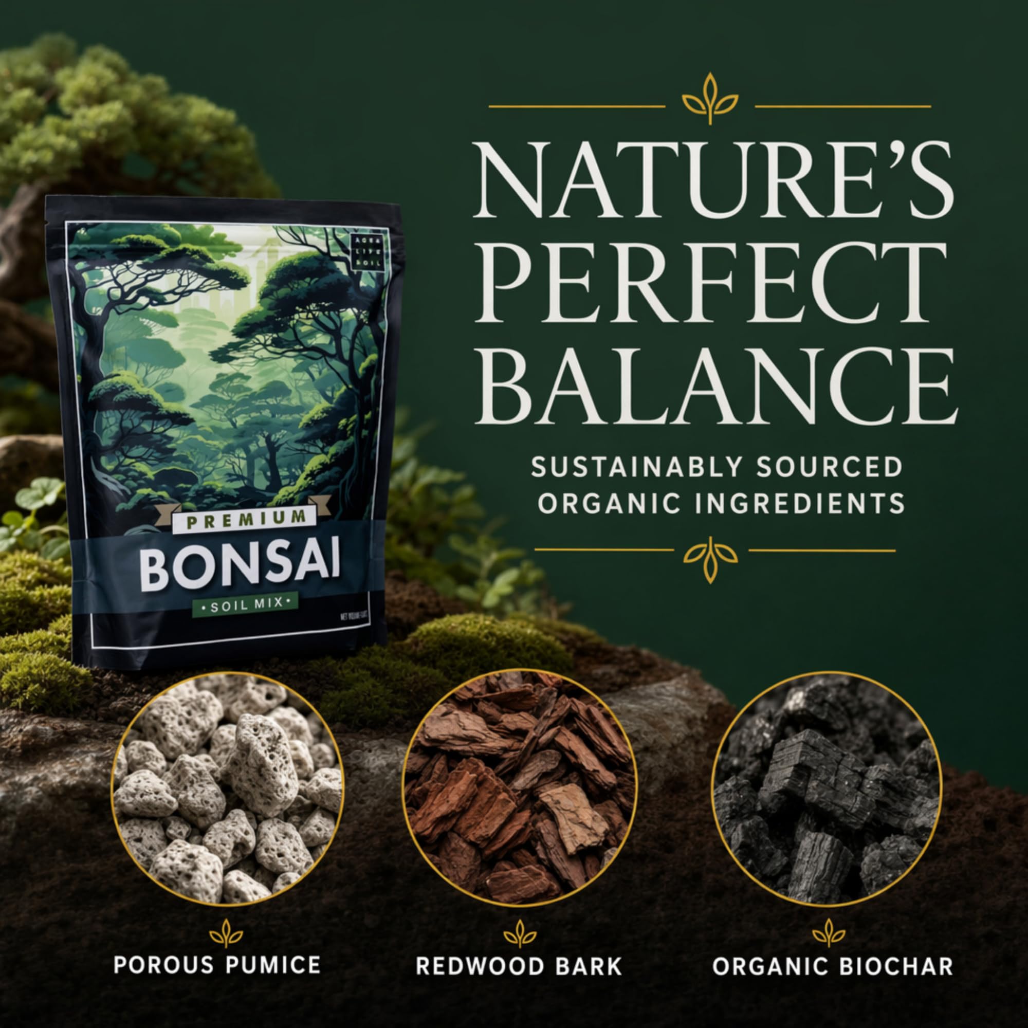 Mélange de sol pour bonsaï de qualité supérieure pour bonsaïs d'intérieur prospères – Terreau parfait pour toutes les variétés de bonsaï – Mélange biologique pour une croissance optimale – Sol pour