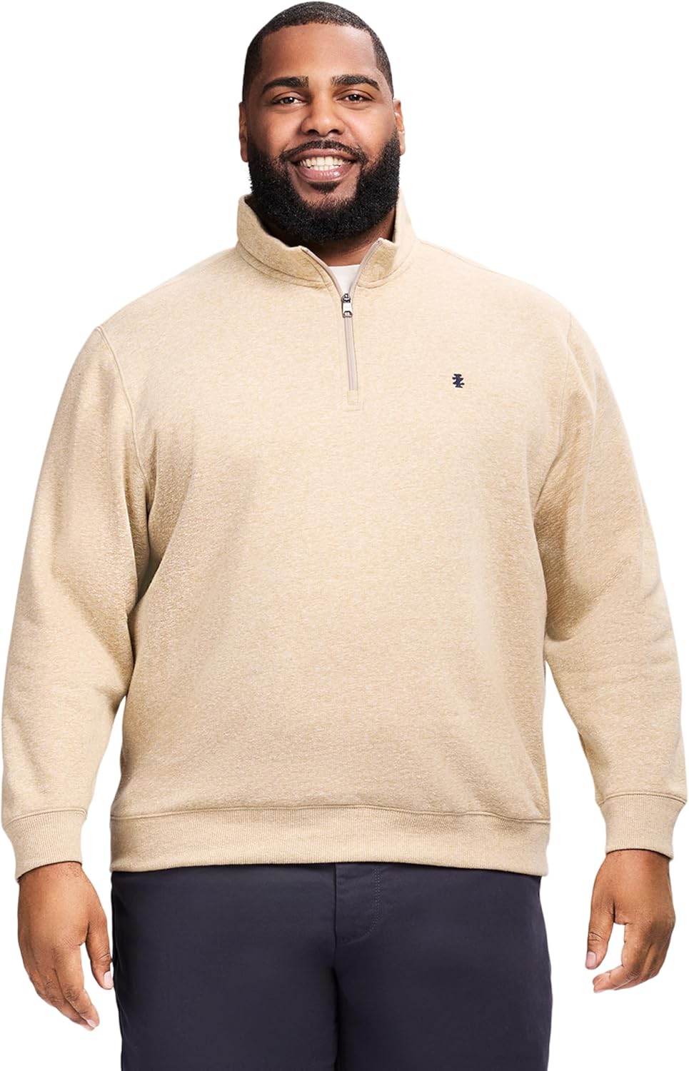 IZOD Men's Big and Tall Advantage Performance Quarter Zip Fleece Pullover Sweatshirt