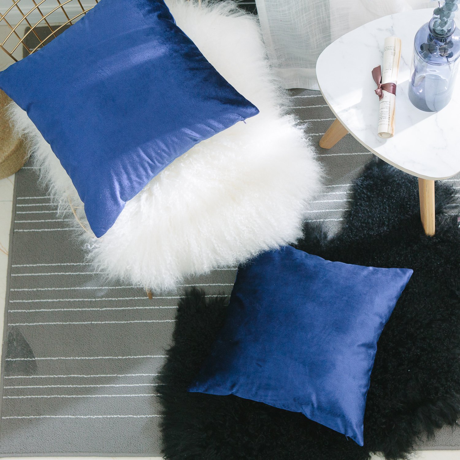Home Brilliant Juego de 2 fundas de almohada decorativas de terciopelo de 45 x 45 cm, color azul