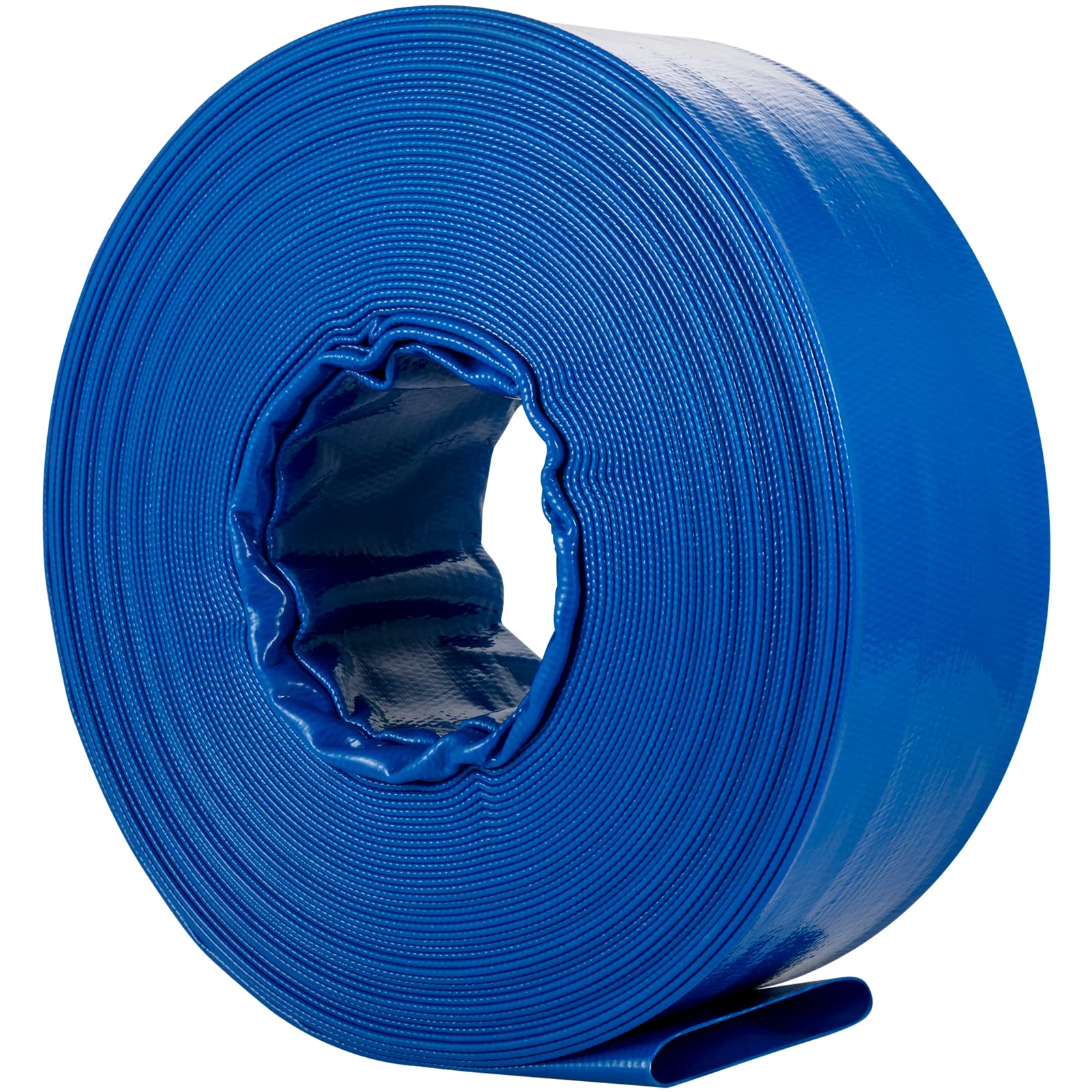 VEVOR Tubo di Scarico, 2" x 105', Tubo Piatto in Tessuto PVC, Tubo di Scarico per controlavaggio, Resistente alle intemperie e allo Scoppio, Ideale per Piscine e trasferimento dell'Acqua, Blu