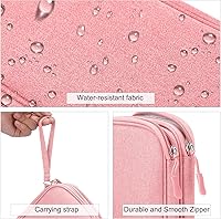 Vista 4 de FYY Organizador para cosas electrónicas, para viajes, para cables, cargadores, celular y auriculares, estuche portátil, impermeable, doble capa, Rosa