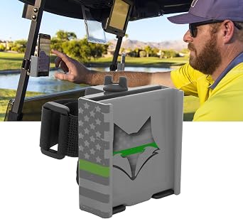 DESERT FOX GOLF Phone Caddy American Flag Golf Cart Phone Holder Secure Hook-and-Loop Mount, One-Hand Access, Universal Fit, Patriotic Golf Accessories Green Line