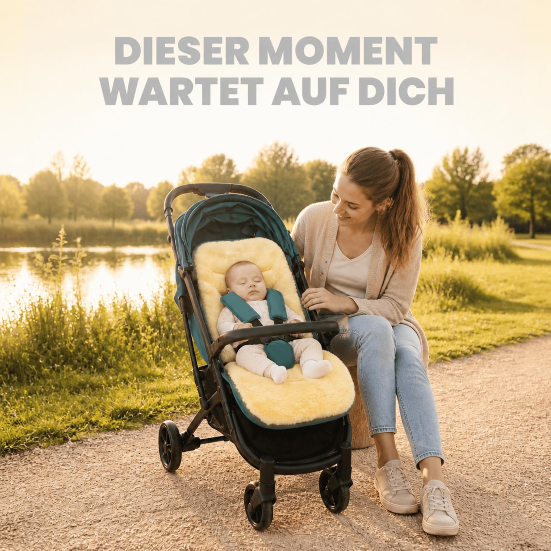 Fillikid Lammfelleinlage 73×33 Premium Merino-Lammfell für Kinderwagen Buggy Autositz mit Gurtschlitzen universal