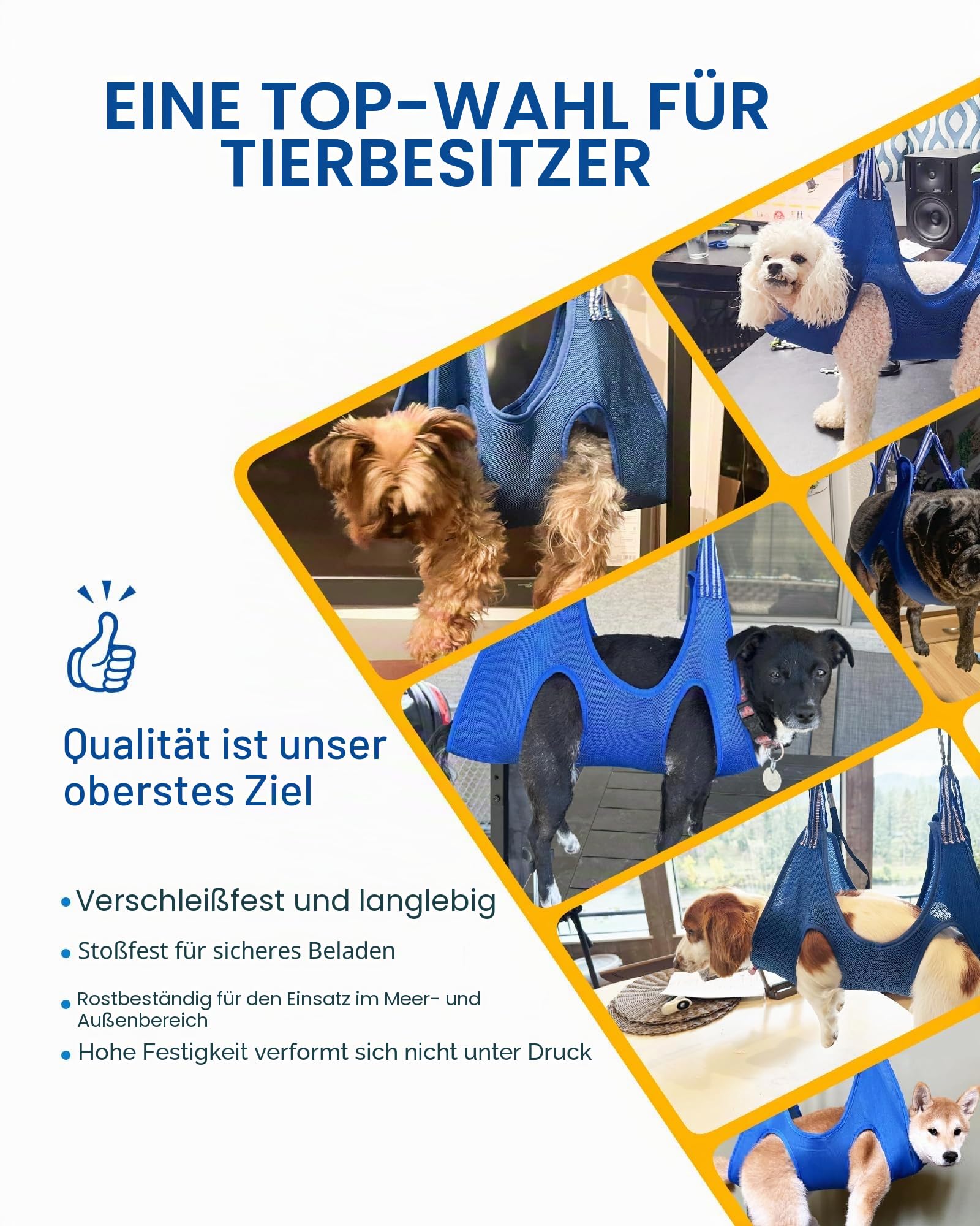 Hundepflege-Halterung für den Tisch - Fellpflegearm für Hunde – Höhenverstellbar 66-102 cm – Inkl. Pflege-Hängematte & Anti-Sitz-Gurt – Stabiler Trimmarm für Hundepflege, Baden & Scheren