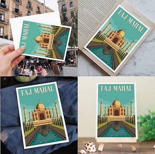 Miniatura 7 de gaeaverse Agra India - Postales de paisaje, 9 unidades, diseño de ciudades del mundo, tarjetas de felicitación para viajes de negocios