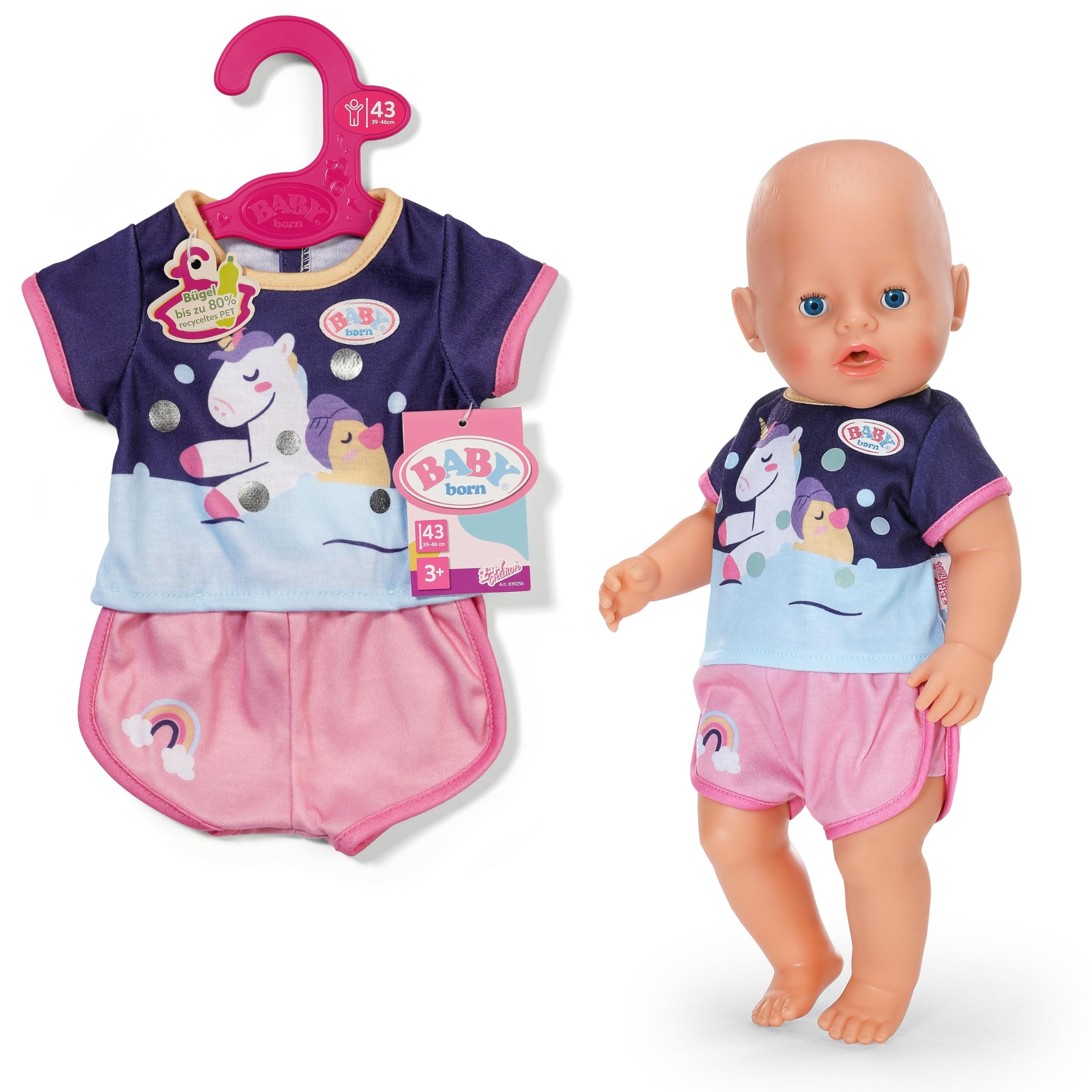BABY born Zapf Creation Pyjamas with Unicorn Motif for 43 cm Dolls