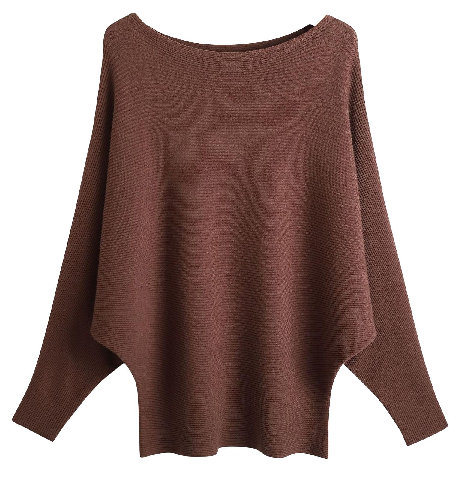 FULIER - Maglione Dolman da donna, con maniche a pipistrello e scollo a barchetta, lavorato a maglia, vestibilità ampia, taglia unica