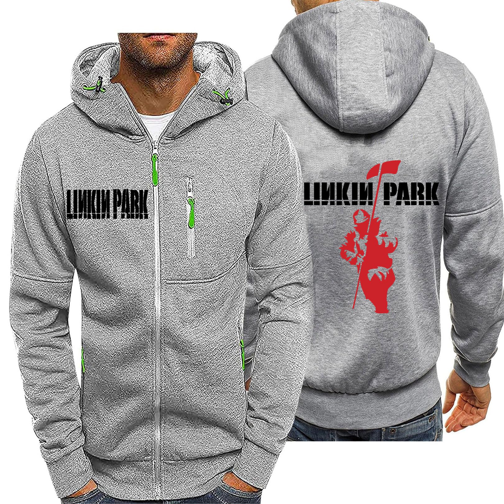 Myyly Men's D Plush Hoode Sweatshirt For Linkin Park Hoodies Boys Long Sleeve Pullover Jacket Casual Sportswear Jumper Teen Spring Tracksuit Novelty Outdoor Athletic Coat,-L