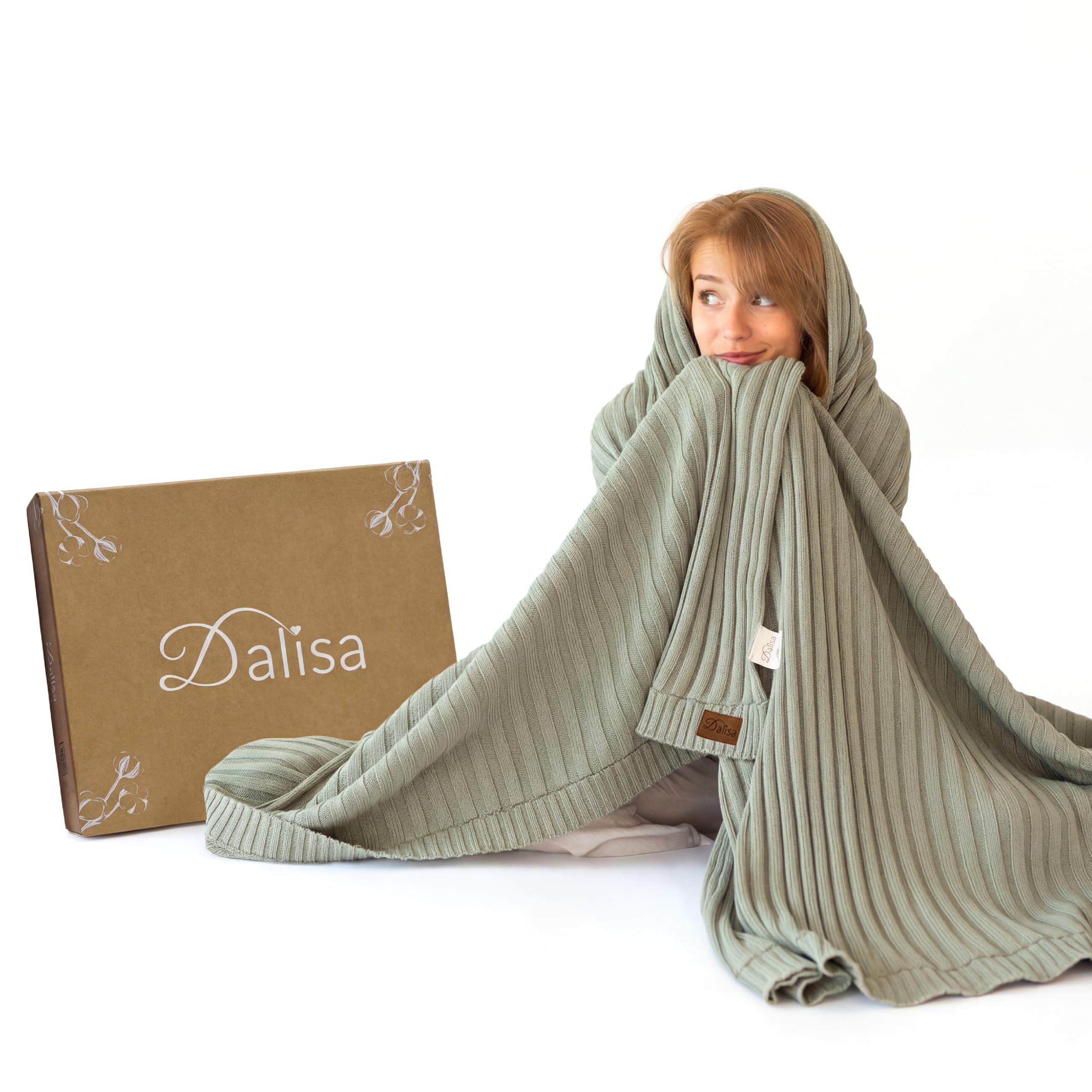 100% Organic Cotton Knit Blanket Denise -Soft and Lightweight, Breathable All-Season Throw for Bed, Sofa, or Lounge Area -GOTS Certified-Perfect for