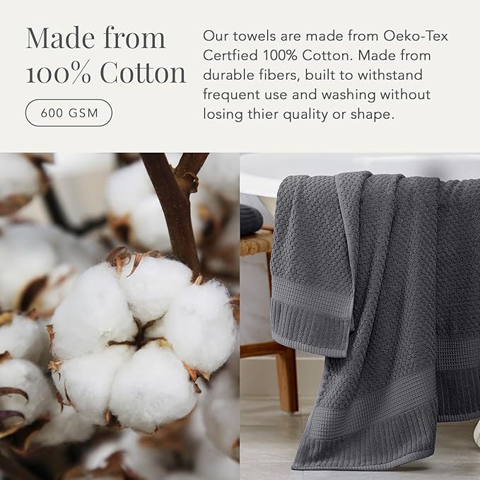 NY Loft 100% Cotton Hand Towel 6 Pack Hand Towel Set | Super Soft & Absorbent Quick-Dry Hand Towels 16" x 28" |Textured and Durable Cotton | Trinity Collection (6 Pack Hand Towel, Sand)