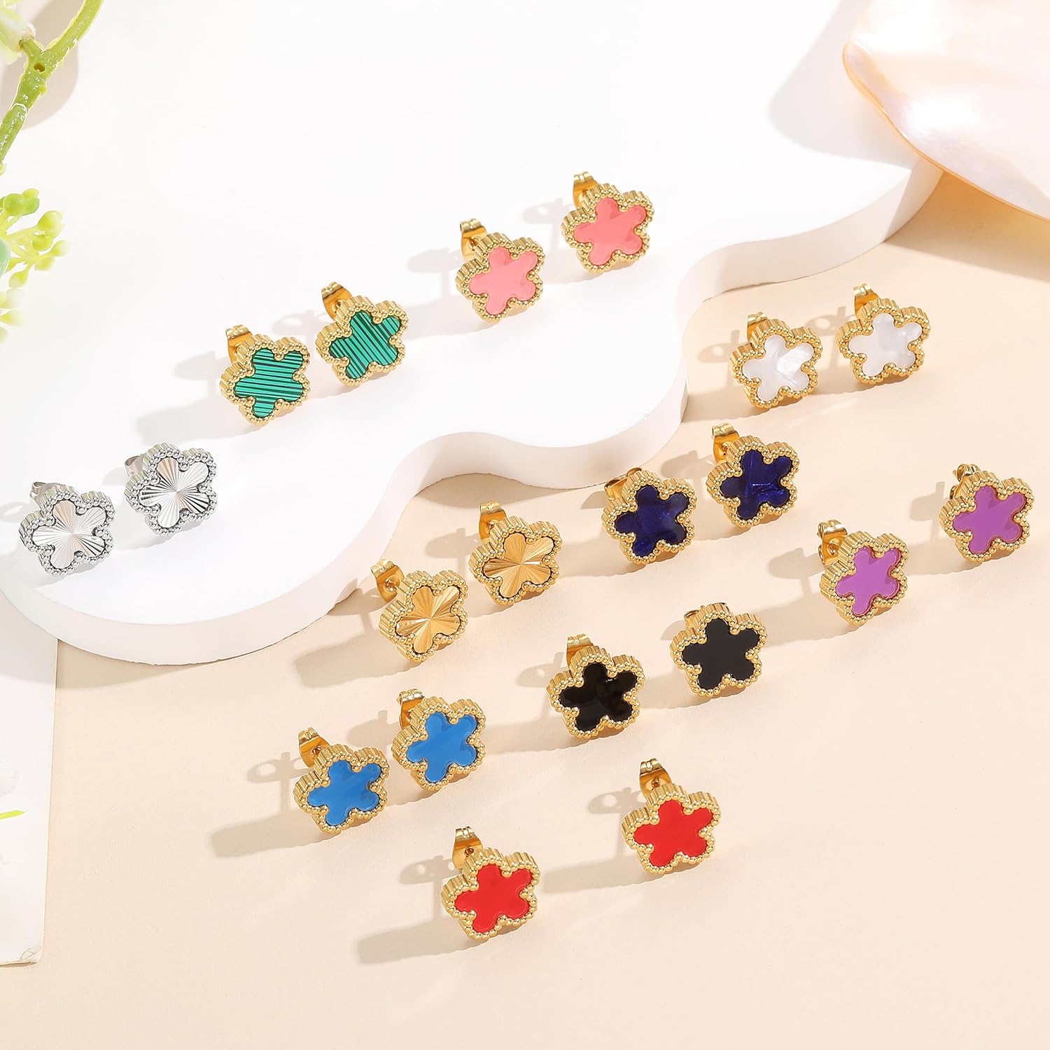 18K Gold Plated Clover Earrings for Women-Four Leaf Flower Lucky Stud Earrings 4 Leaf Dangle Earrings Simple Jewelry Gifts for Women - Image 7