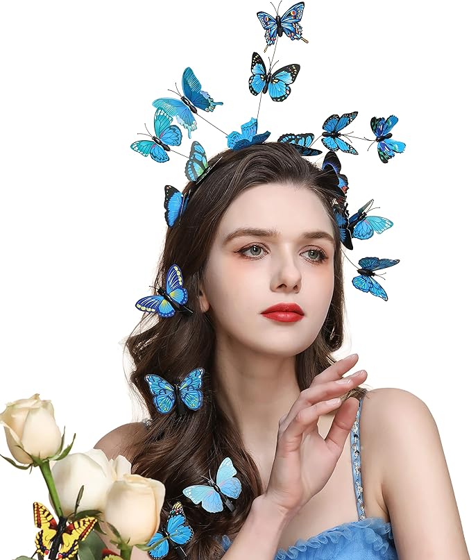 Gionforsy Butterfly Fascinator Headband Monarch Butterfly Headband