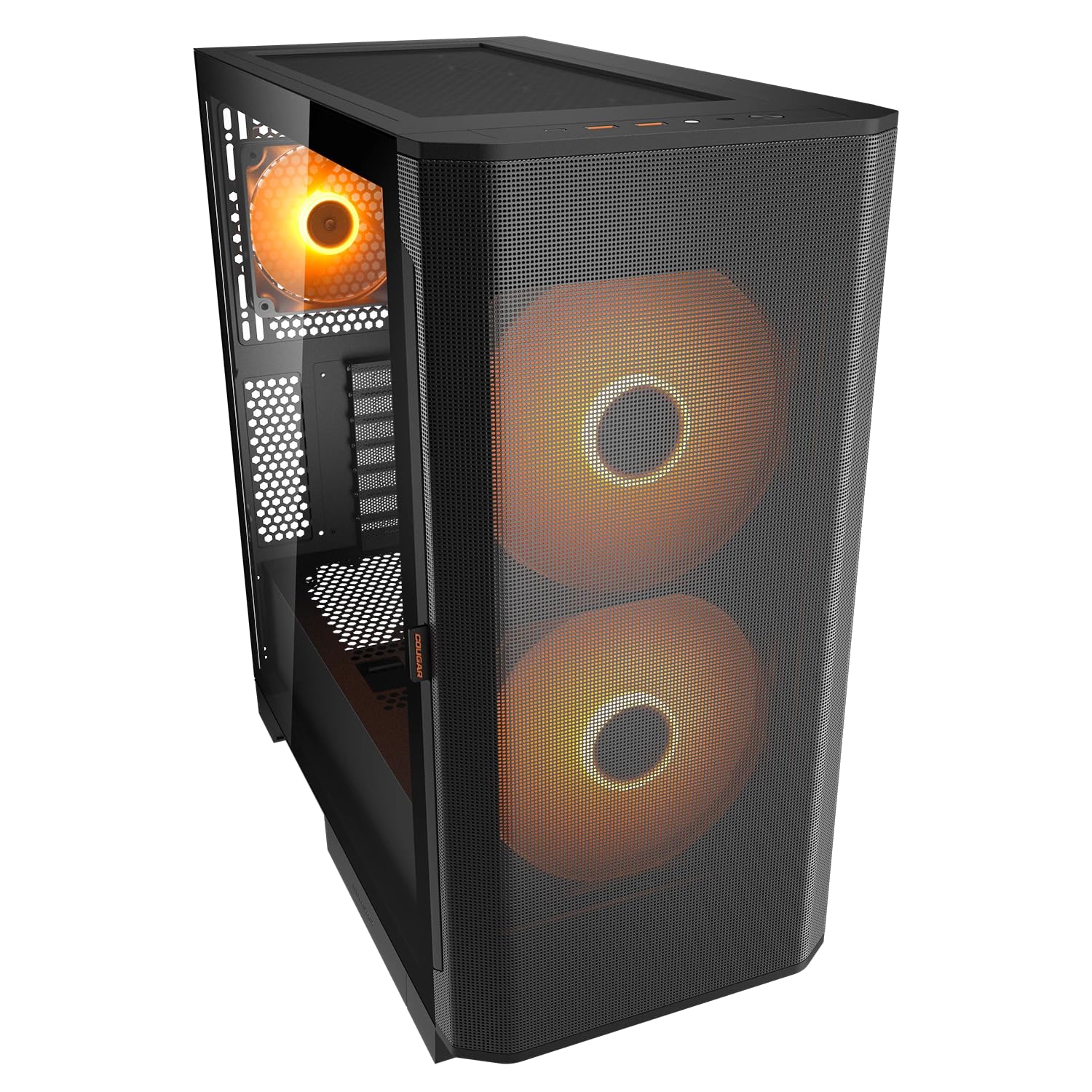 COUGAR Caja de torre media Airface Flow, máximo 10 ventiladores, 2 ventiladores frontales ARGB PWM de 180 mm, soporta hasta 360 mm AIO, enfriador de aire de 190 mm, filtro de polvo deslizante rápido