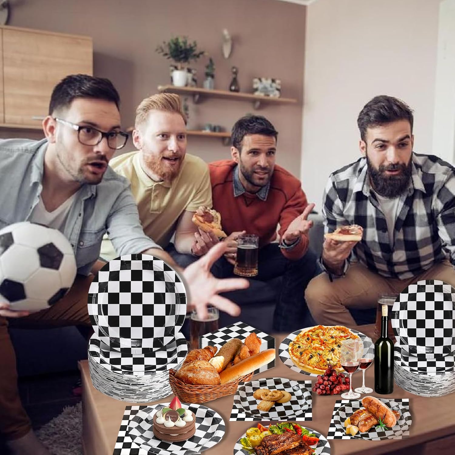 200Pcs Race Car Party Supplies Black and White Checkered Plates and Napkins Serves 50 Guests Disposable Tableware for Birthday Party Decorations Racing Game Day School Family Events