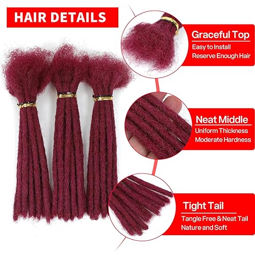 Miniatura 5 de Extensiones de cabello humano con rastas de 6 a 18 pulgadas, para hombres y mujeres negros, se pueden teñir, decolorar, rizar, completamente hechas