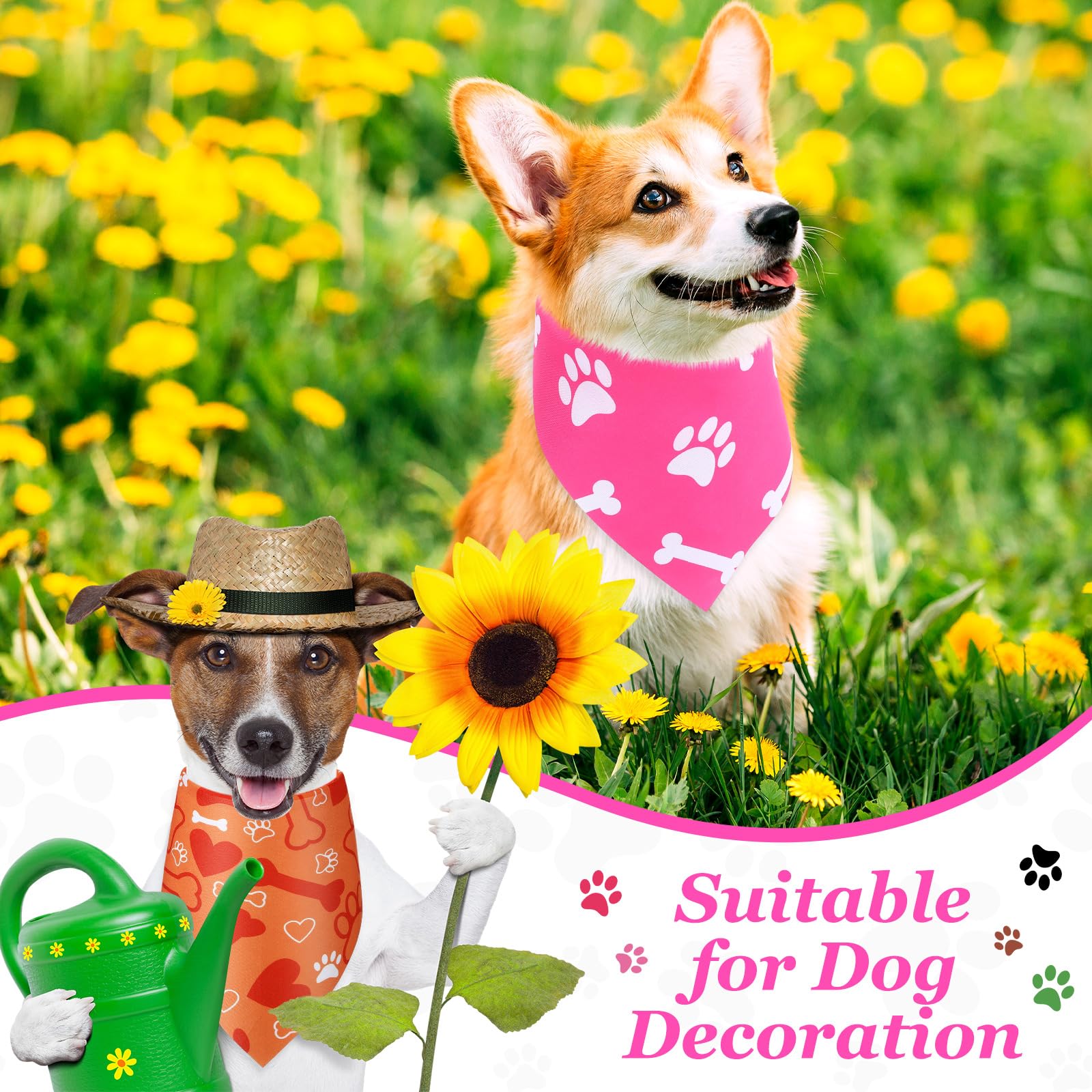 Abbylike 200 bandane per cani con stampa di zampe, bandane per cani, animali domestici, triangolari, bavaglini per cuccioli di animali domestici, gatti, accessori per costume da festa