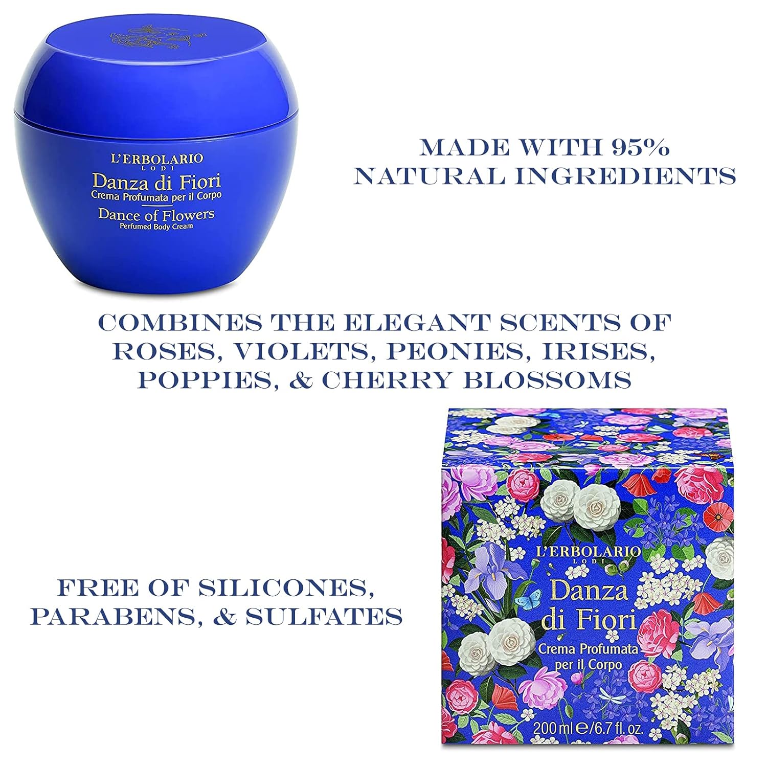 L'Erbolario Perfumed Body Cream – Moisturizing Body Butter – Nourishing Floral Blend – Softening Skin Care with Camellia – Dance of Flowers - 6.7 oz - Image 2