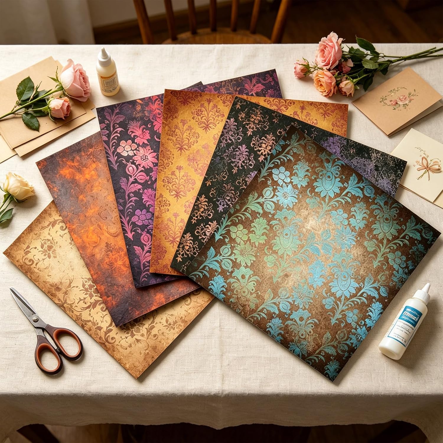24 Sheets 12x12" Scrapbook Paper, Single Sided Craft Paper, Scrapbook Sheet for Junk Journals, Card Making, Photo Albums, DIY Art Projects