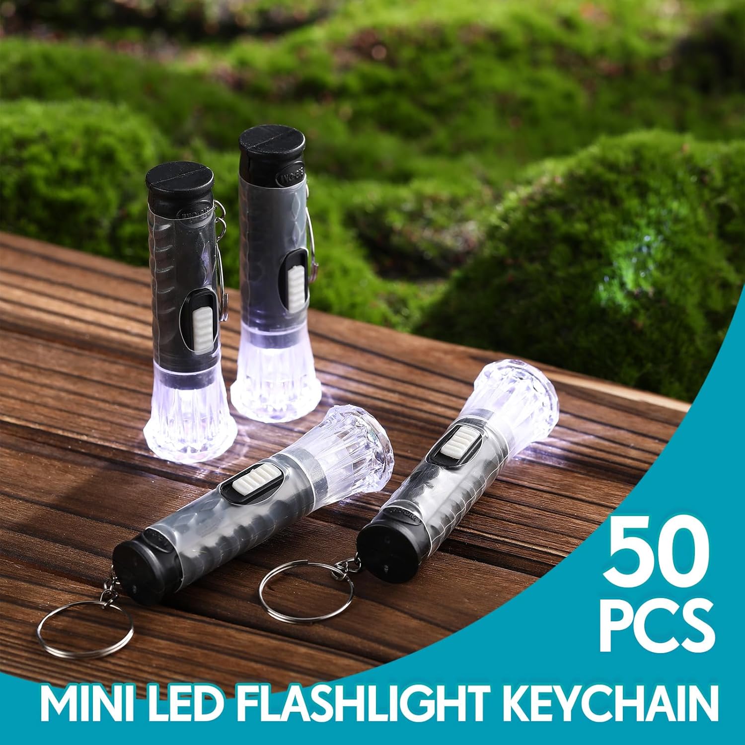 Jexine 50 Pcs Mini Flashlight Keychains Bulk with Lanyard Portable Plastic LED Key Chains Flashlights Small for Night Reading Emergency Hurricane Camping Hiking Party Favors(Black,Simple) - Image 4