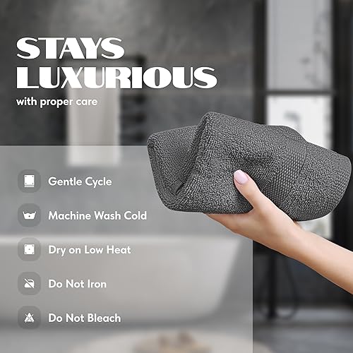 Miniatura 6 de White Classic Wealuxe - Juego de 12 toallas de mano grises para baño, 16 x 27 pulgadas, toallas de mano de algodón a granel para gimnasio y spa,
