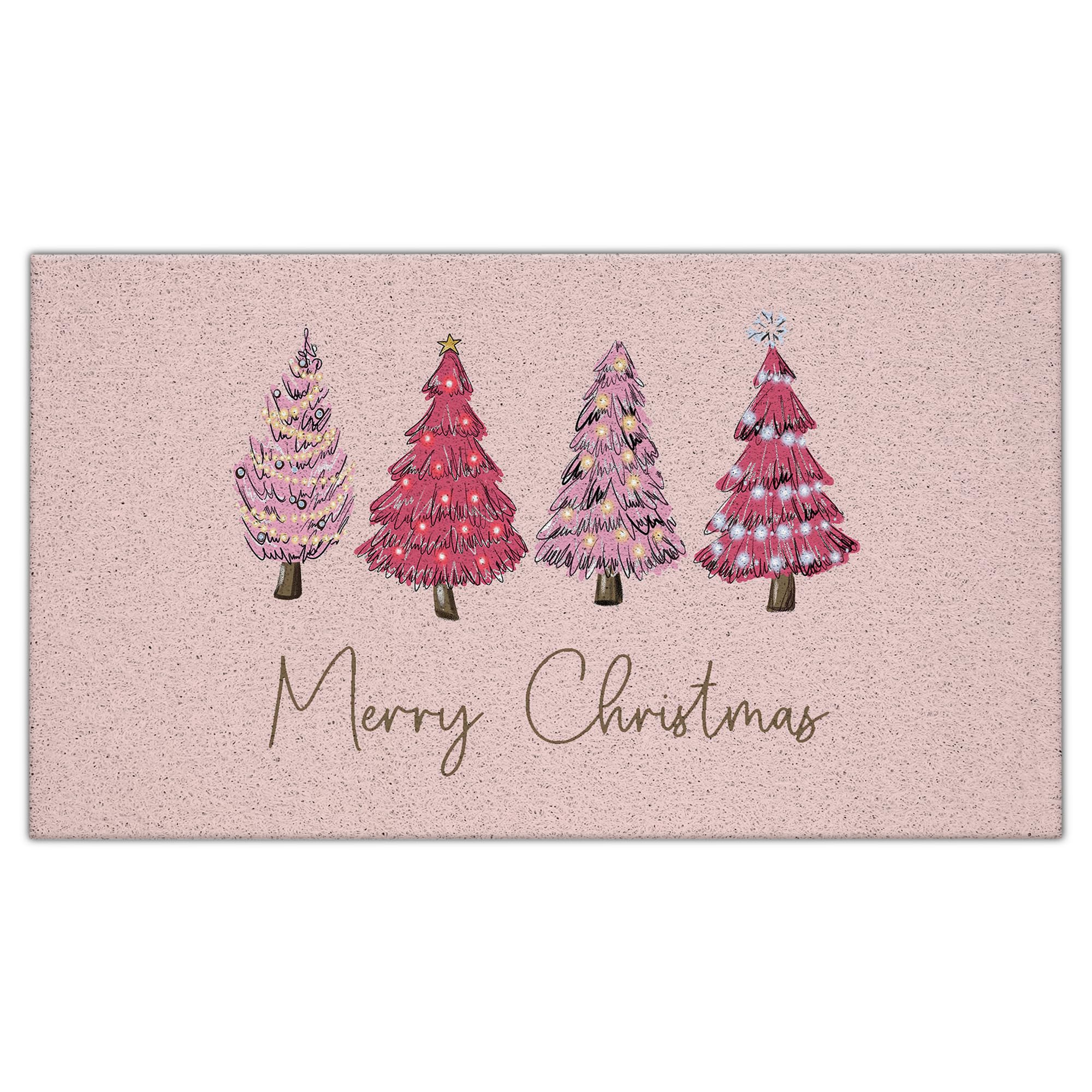 Nogrit Pink Christmas Tree Decor, 17x30 Inch Floor Mat for Front Door
