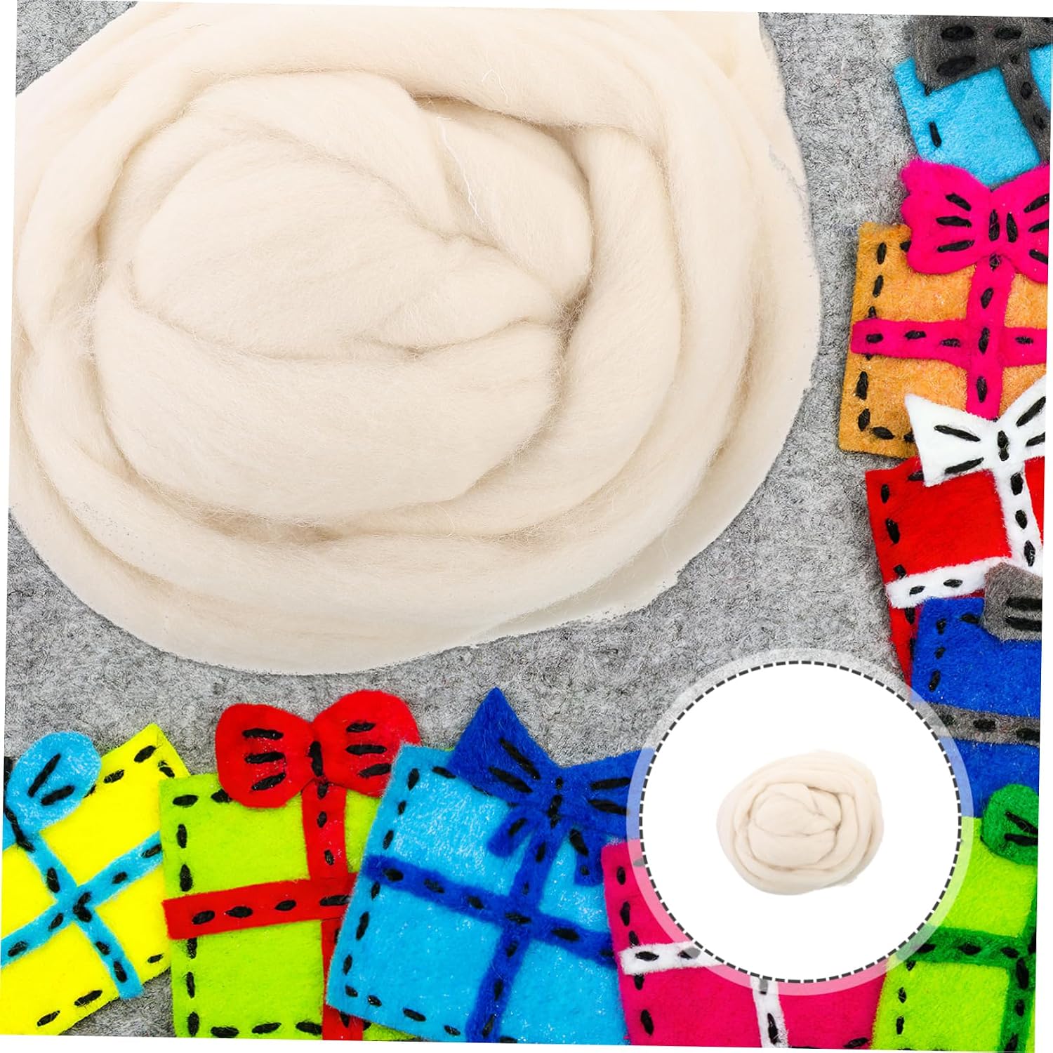 200g Natural Roving Wool Tufting Yarn for Needle Felting DIY Roving Wool Fiber Felt Crafts