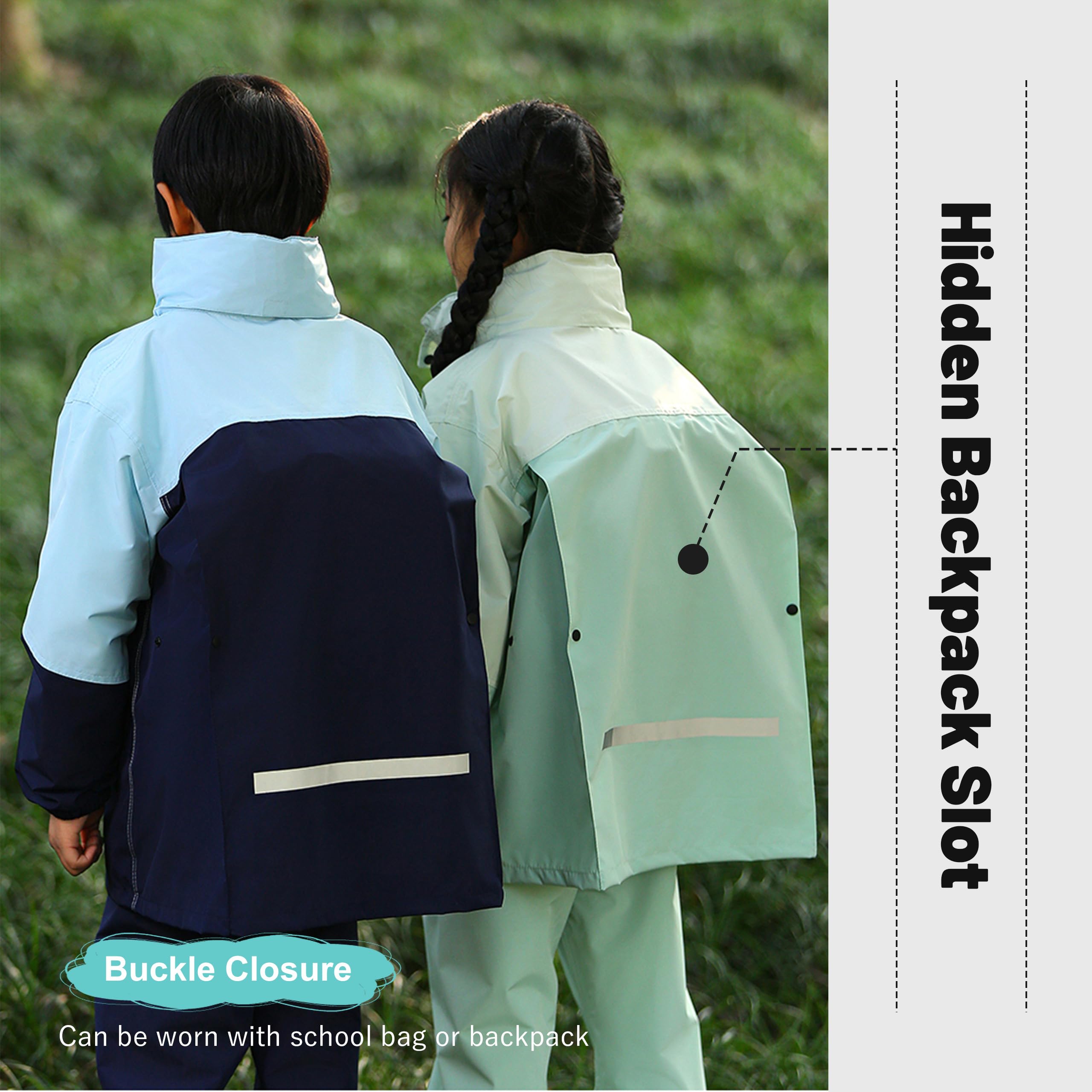 Volunboy Kinder Regenanzug Regenmantel mit Kapuze Jacke und Hose Wasserdichter Anzug