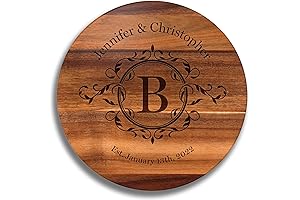 Personalised Lazy Susan 16: Custom Engraved Acacia Wood Turntable