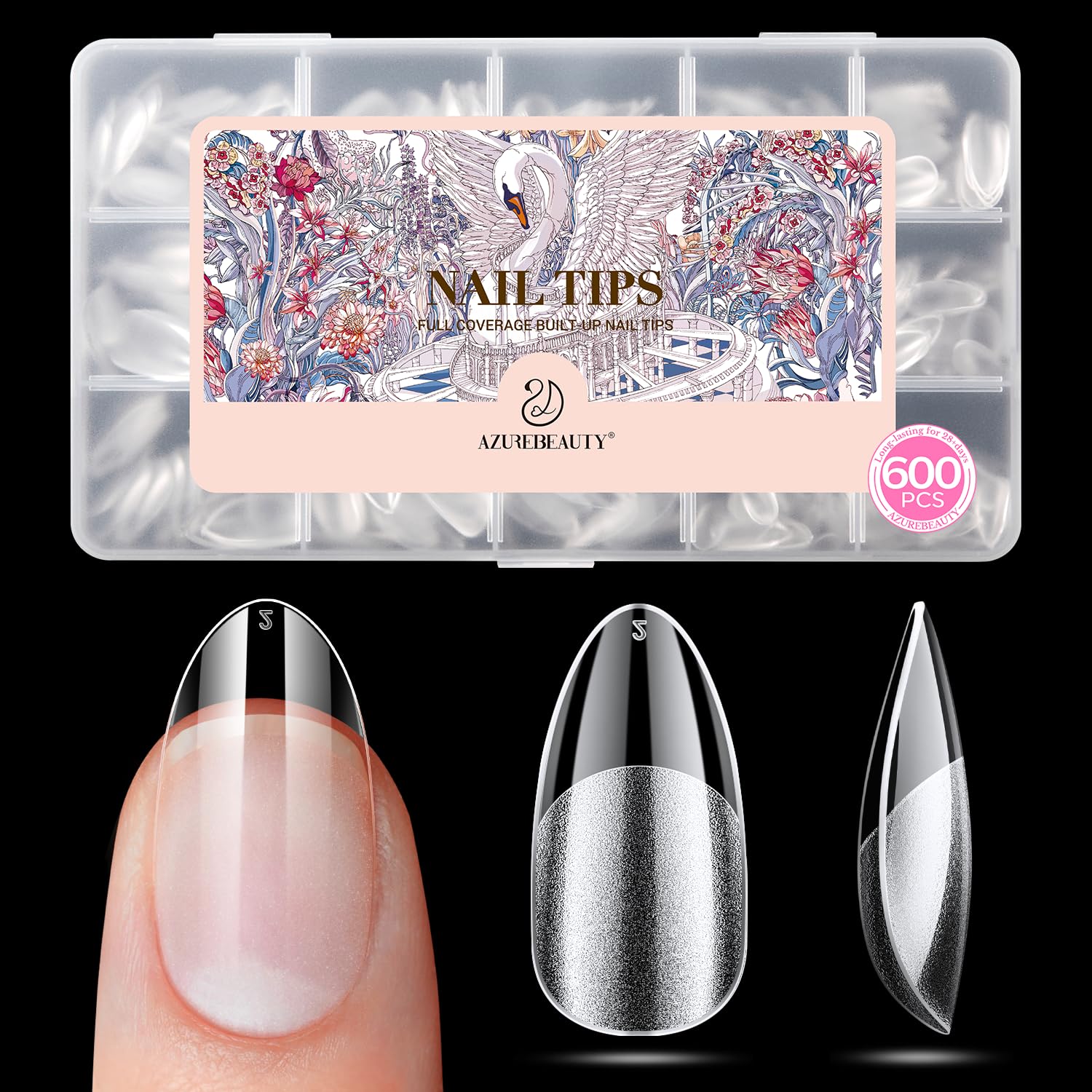 AZUREBEAUTY Nageltips 600 Stück 15 Size Full Cover Nail Tips Set