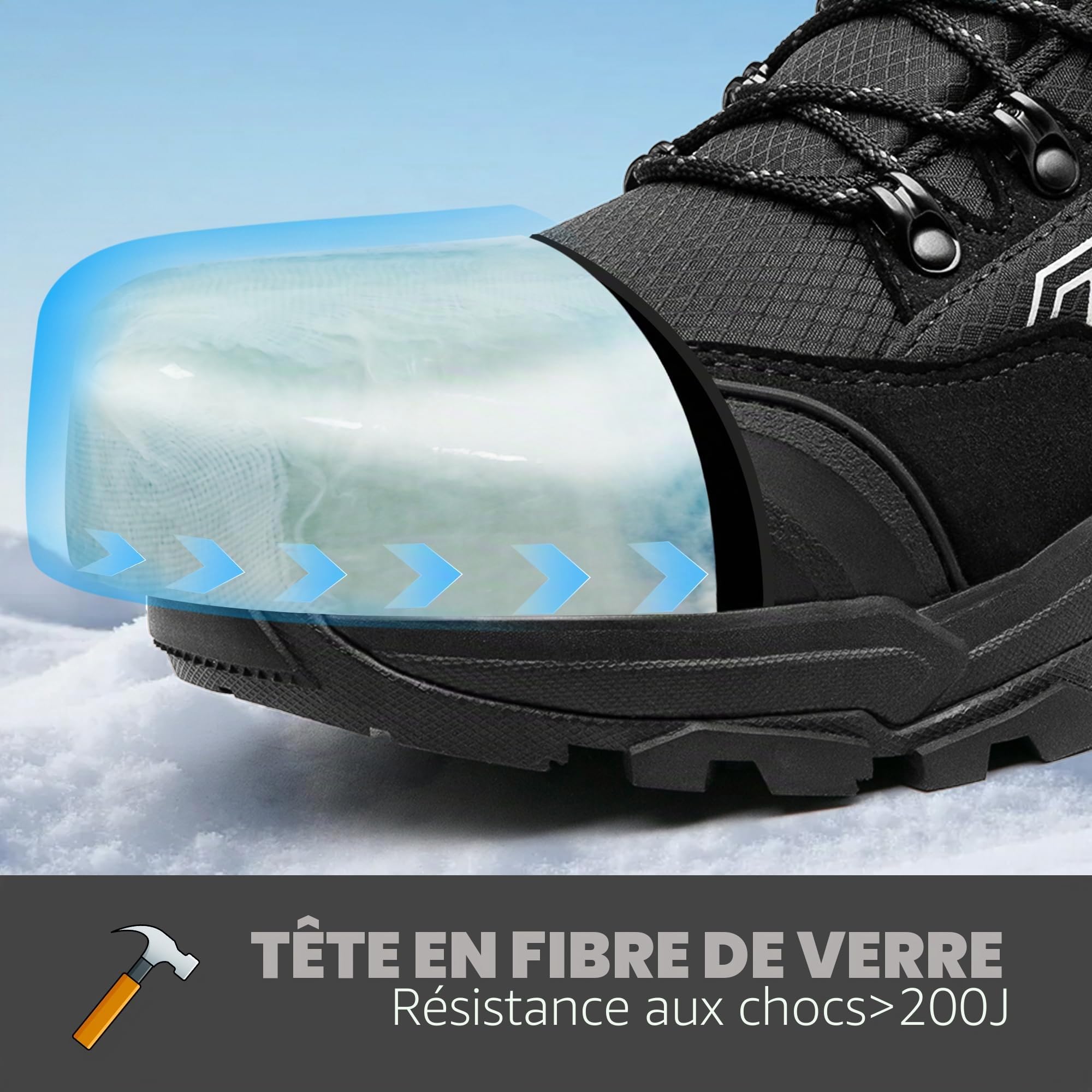 KOIFISH Chaussure de Sécurité Homme Femme Hiver Imperméable Basket de Securite Montante Embout Composite Antidérapant Antistatique Bottines de Travail Chaudes