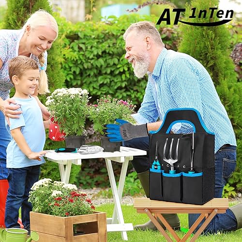 Miniatura 2 de Juego de herramientas de jardín con agarre de goma antideslizante, juegos de herramientas de jardinería de acero inoxidable de 11 piezas, kit de