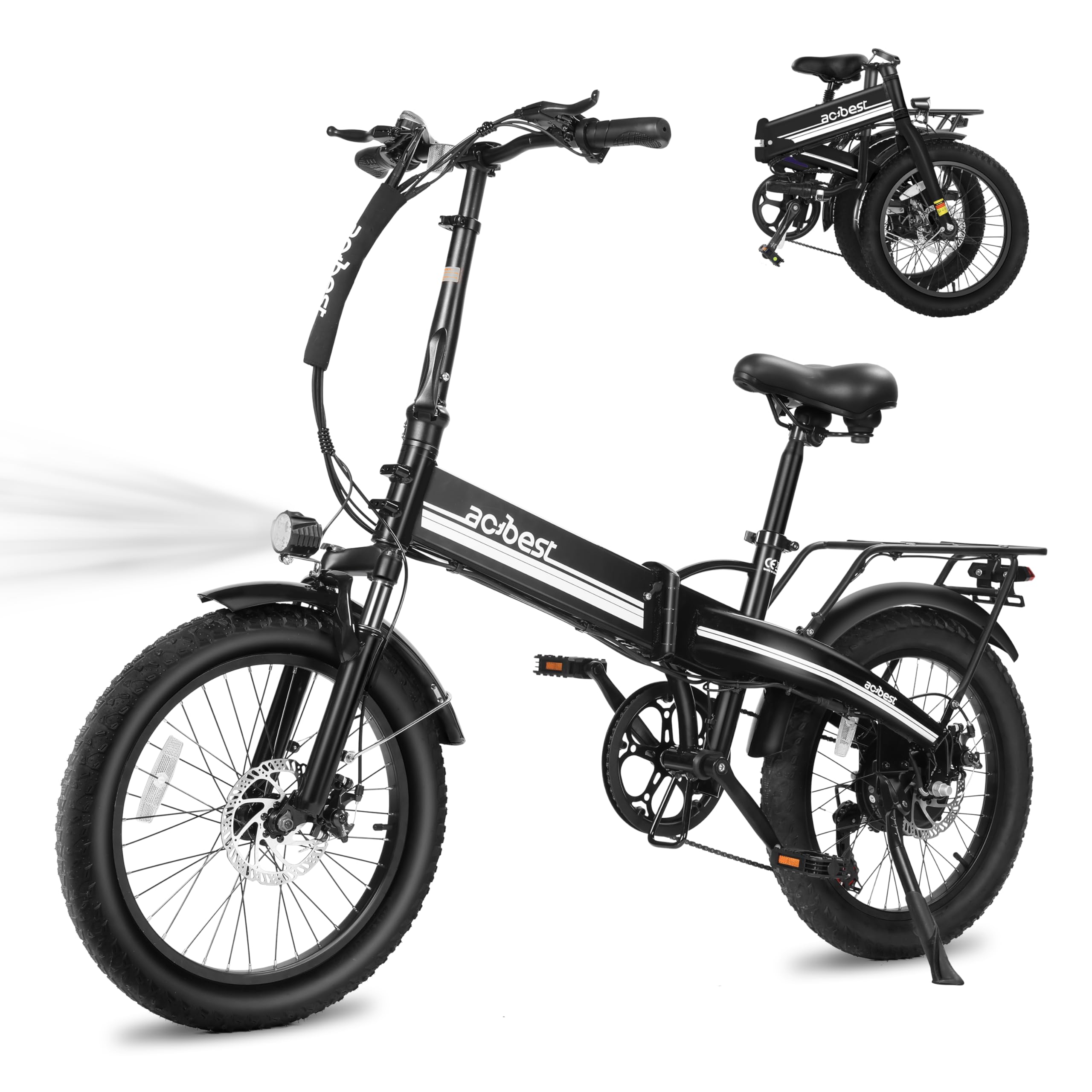 Electric Bike for Adults Peak 1200W,55Miles 28Mph Top Speed, 20" Fat Tire Folding Electric Bicycle, 48V 10.4Ah Removable Battery Ebike with 35 Speed and Front Suspension,Speedy