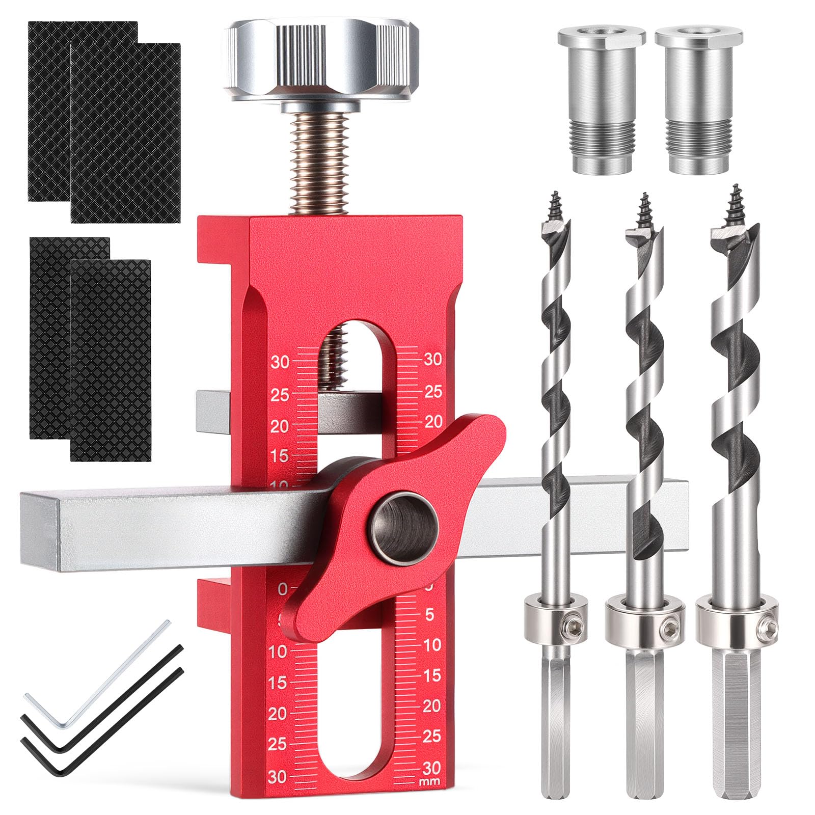 Kyrio Cabinet Door Mounting Jig, Adjustable Cabinet Door Installation Jig with 3 Drill Bits, Door Lining Mounting Kit Can Hold 7-44 mm for Installation of Most Cabinet Doors