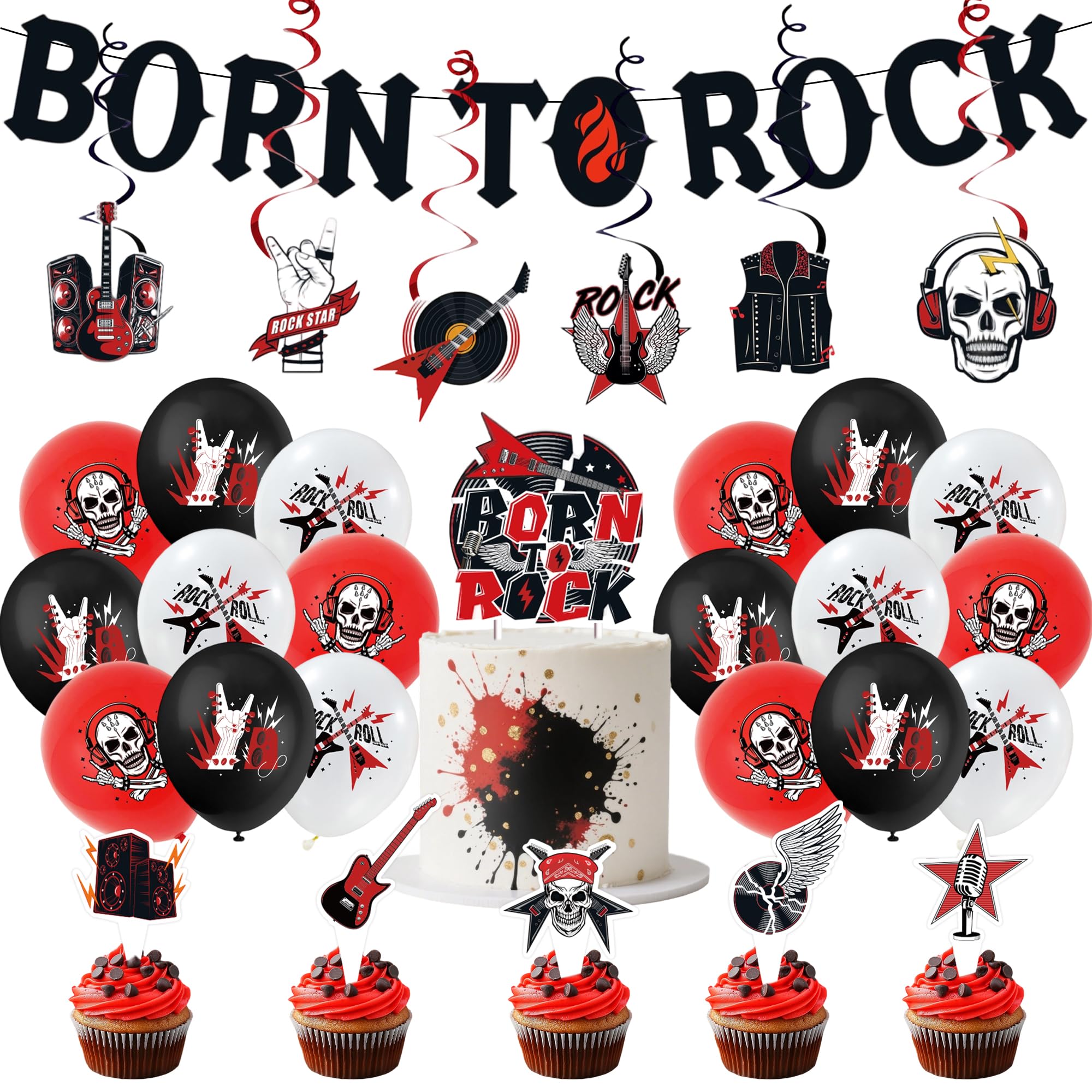LaVenty Rock Roll Birthday Garland Music Rock Party Decoration