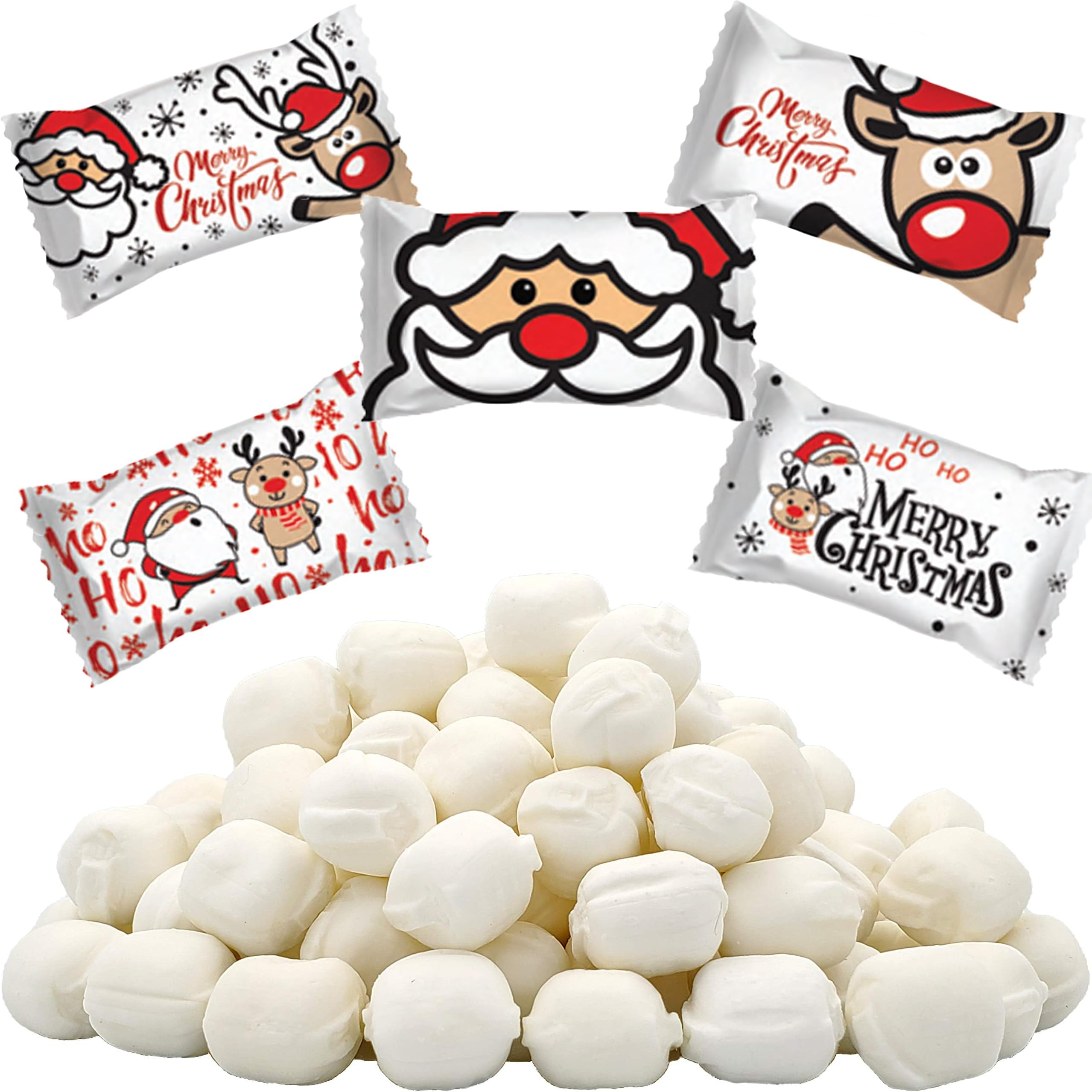 Merry Christmas Holiday Season's Greetings Buttermints, Mint Candies, After Dinner Mints, Butter Mint Candy, Fat-Free, Individually Wrapped (55 Count)
