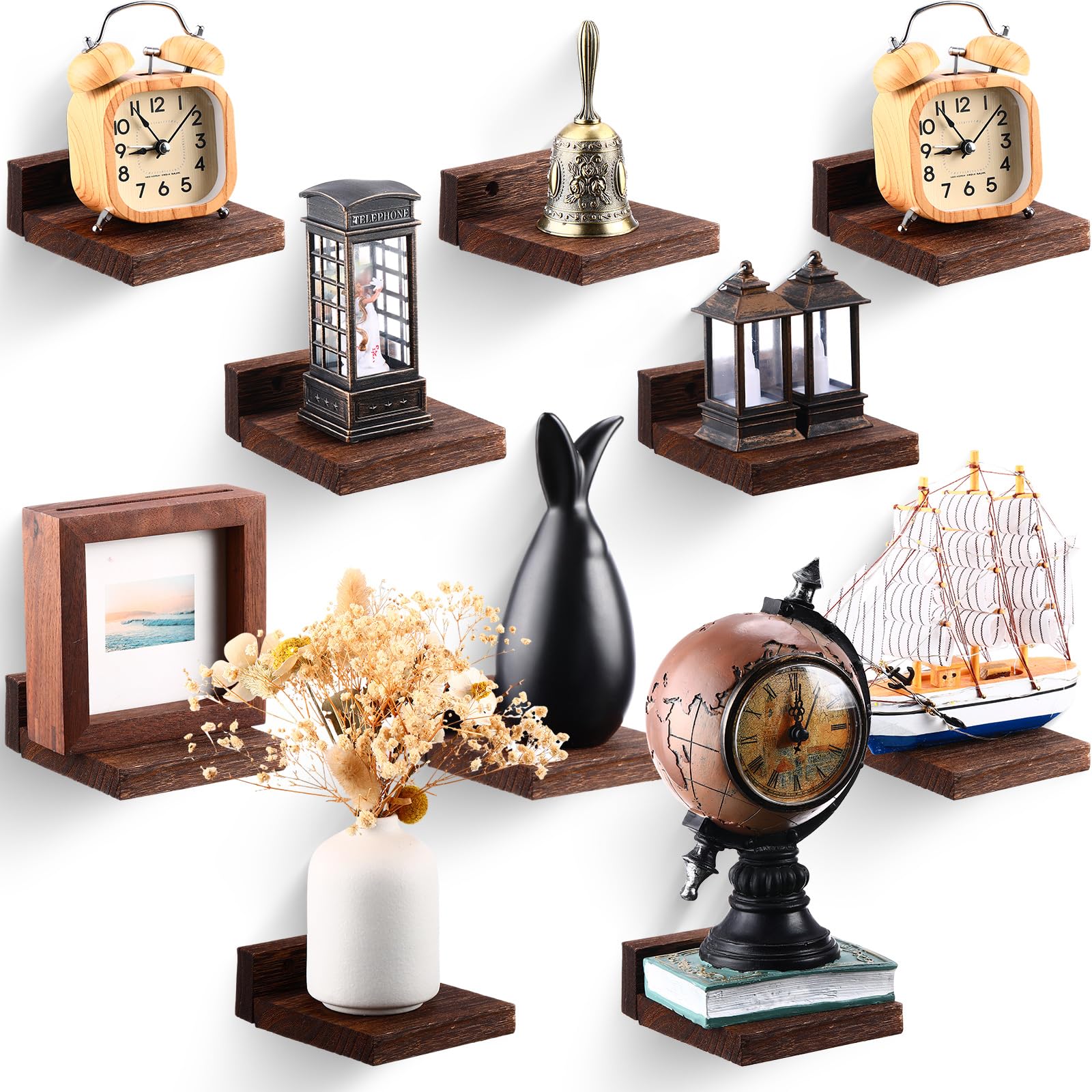 Geetery 10 Pieces Small Floating Shelves for Wall 4 Inch Mini Wall