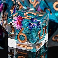 Vista 14 de ARUOHHA juego de dados de núcleo líquido DND, juego de dados de 7 piezas de resina con bordes afilados RPG rojo azul poliédrico D y D con caja