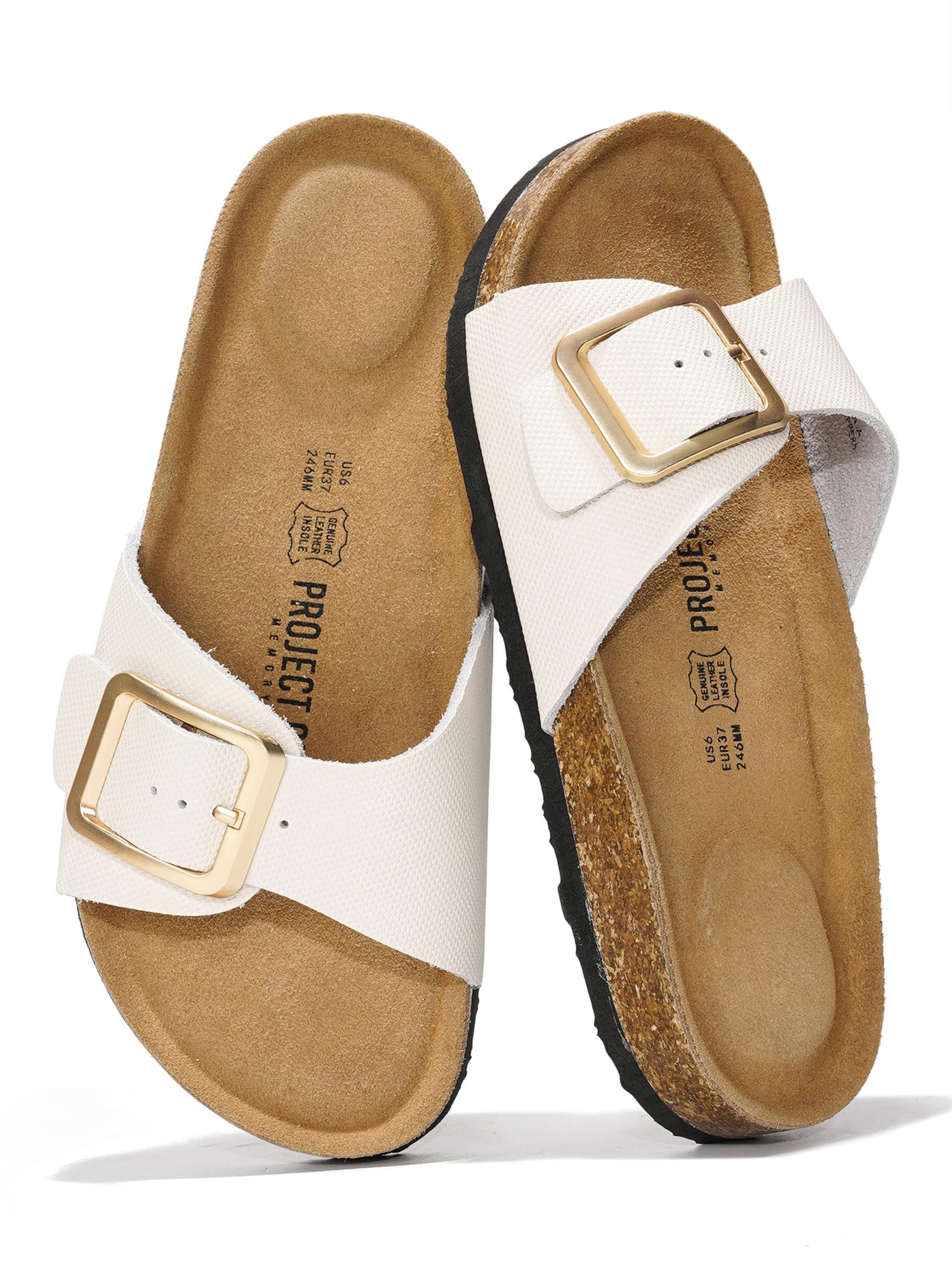 Project Cloud 100% Genuine Leather Sandals Women Comfortable Womens Slides | Slides for Women Beach Essential Lightweight Footwear with Memory Foam Insole Everyday Summer Sandals for Women