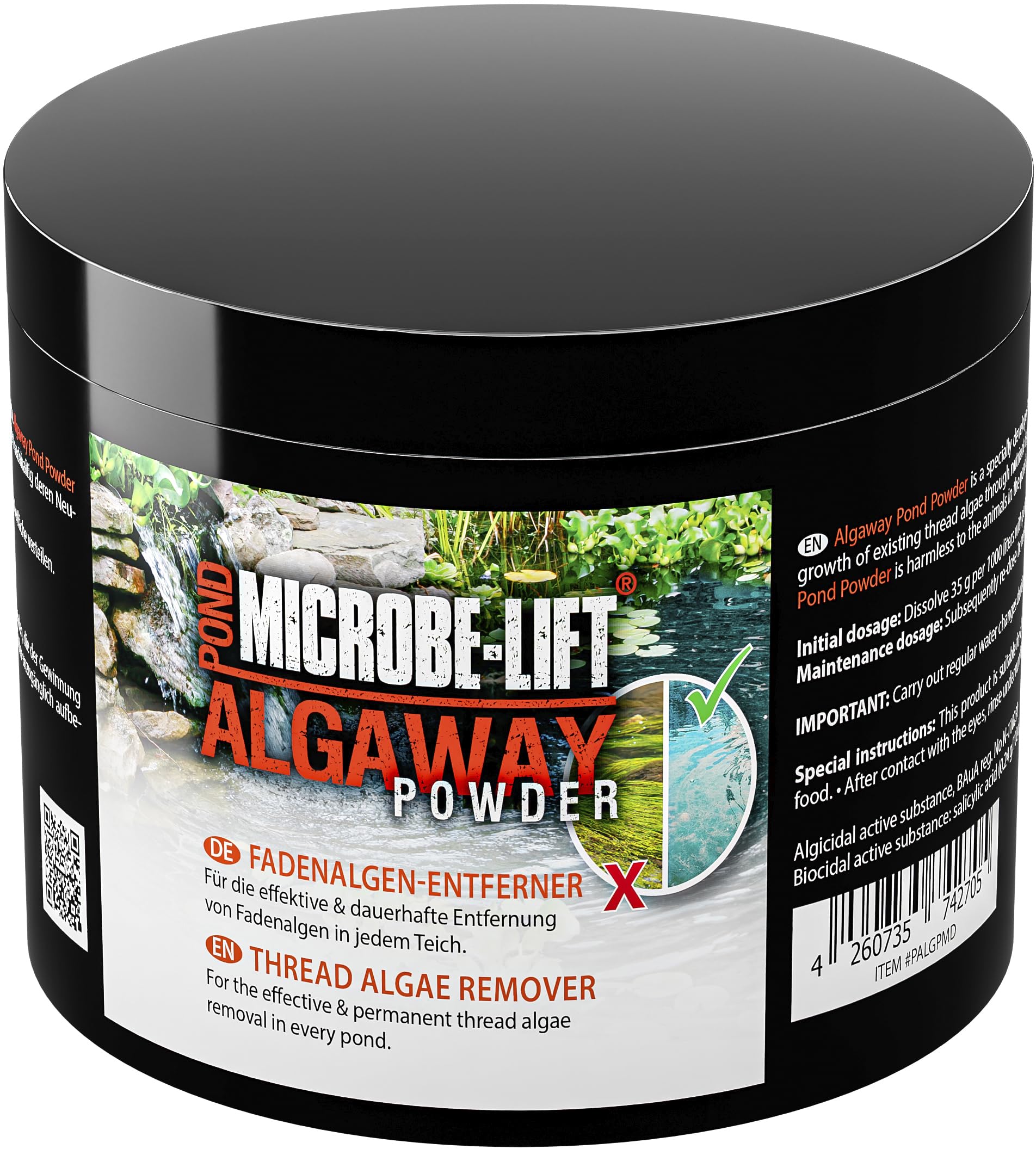 Thread Algae Remover for Ponds, ARKA AlgAway Powder 500g, eco-friendly algae control for garden ponds, prevents regrowth