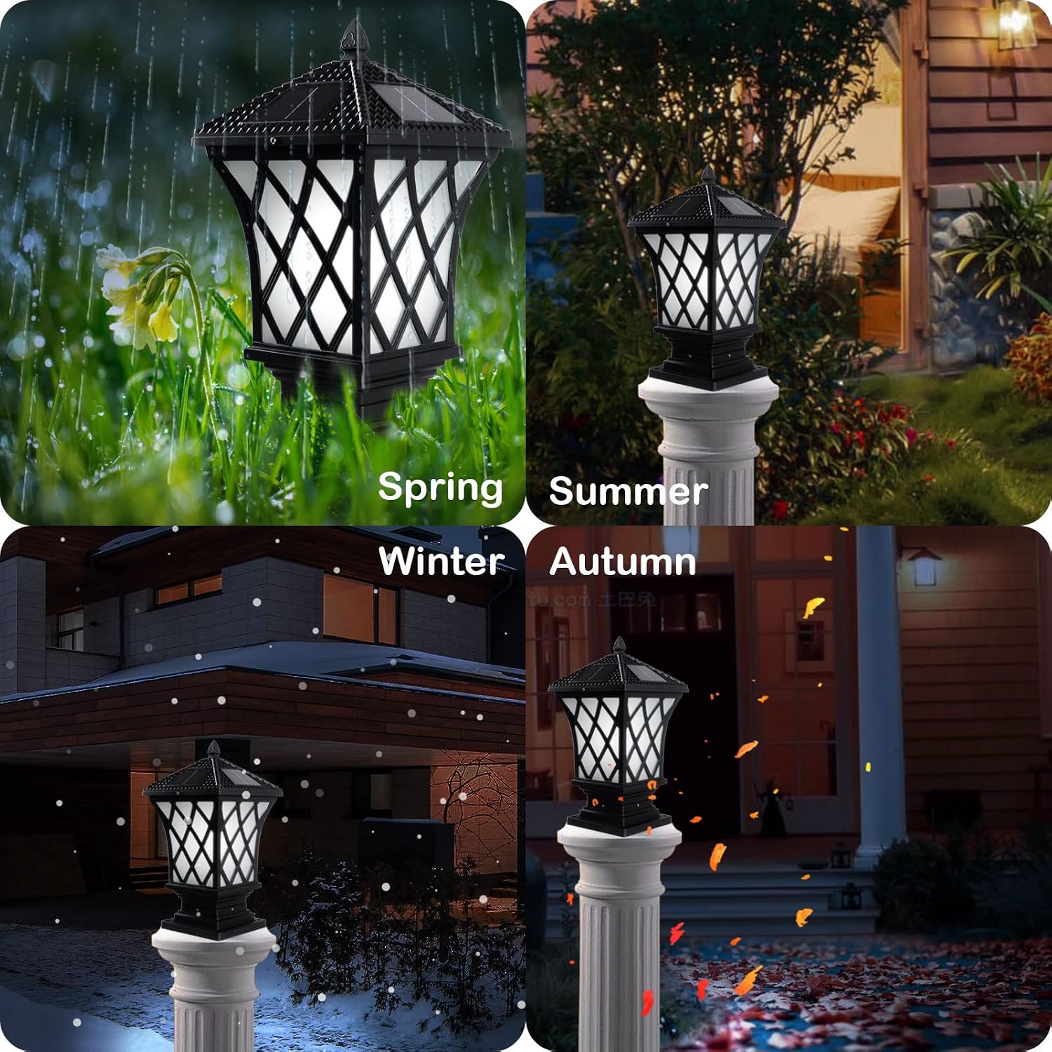 Kendal Large Outdoor Solar Lamp Post Light Powered LED Cap Light Water-Resistant Pillar Light (2-Pack)