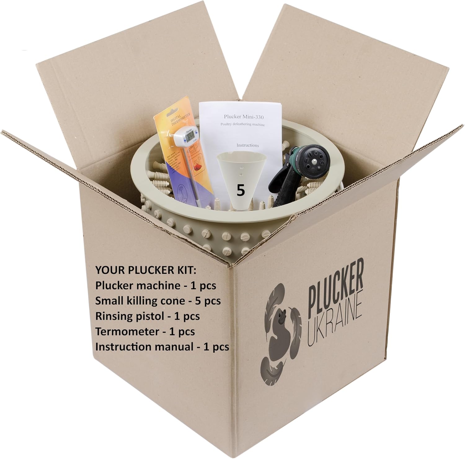 PluckerUkraine Quail Plucker Machine Mini 330 - Poultry Feather Remover for Small Chicken Quail Pigeon with Small Soft Fingers 13″Drum 110V-Plucker KIT (Quail Plucker Machine) (New)