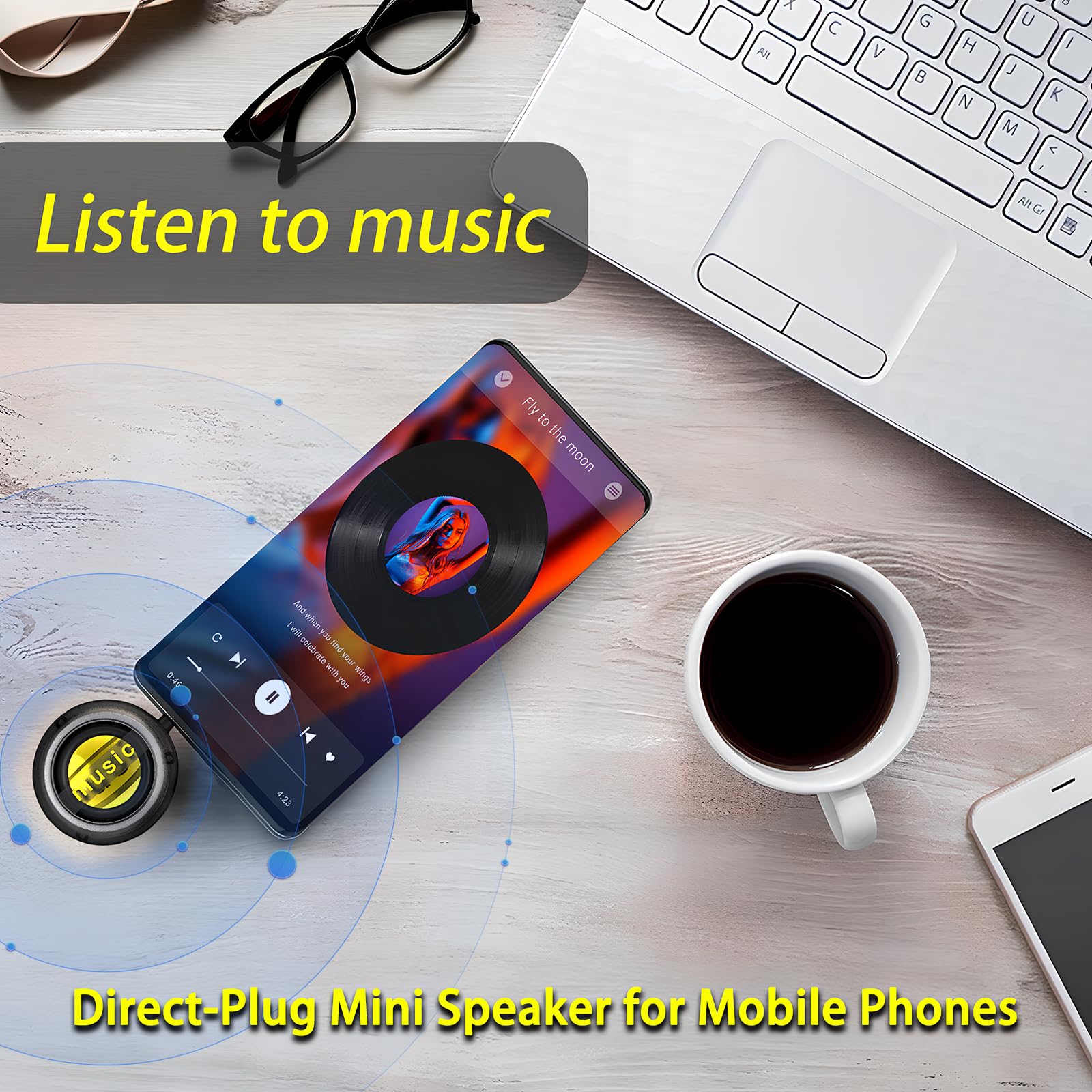 Mini Altoparlante Portatile Universale, 3,5 mm Plug-in Altoparlante del Telefono Cellulare, Casse Portatili Line-In Audio HD Senza Perdite Connetti Istantaneo Trasparente Nero