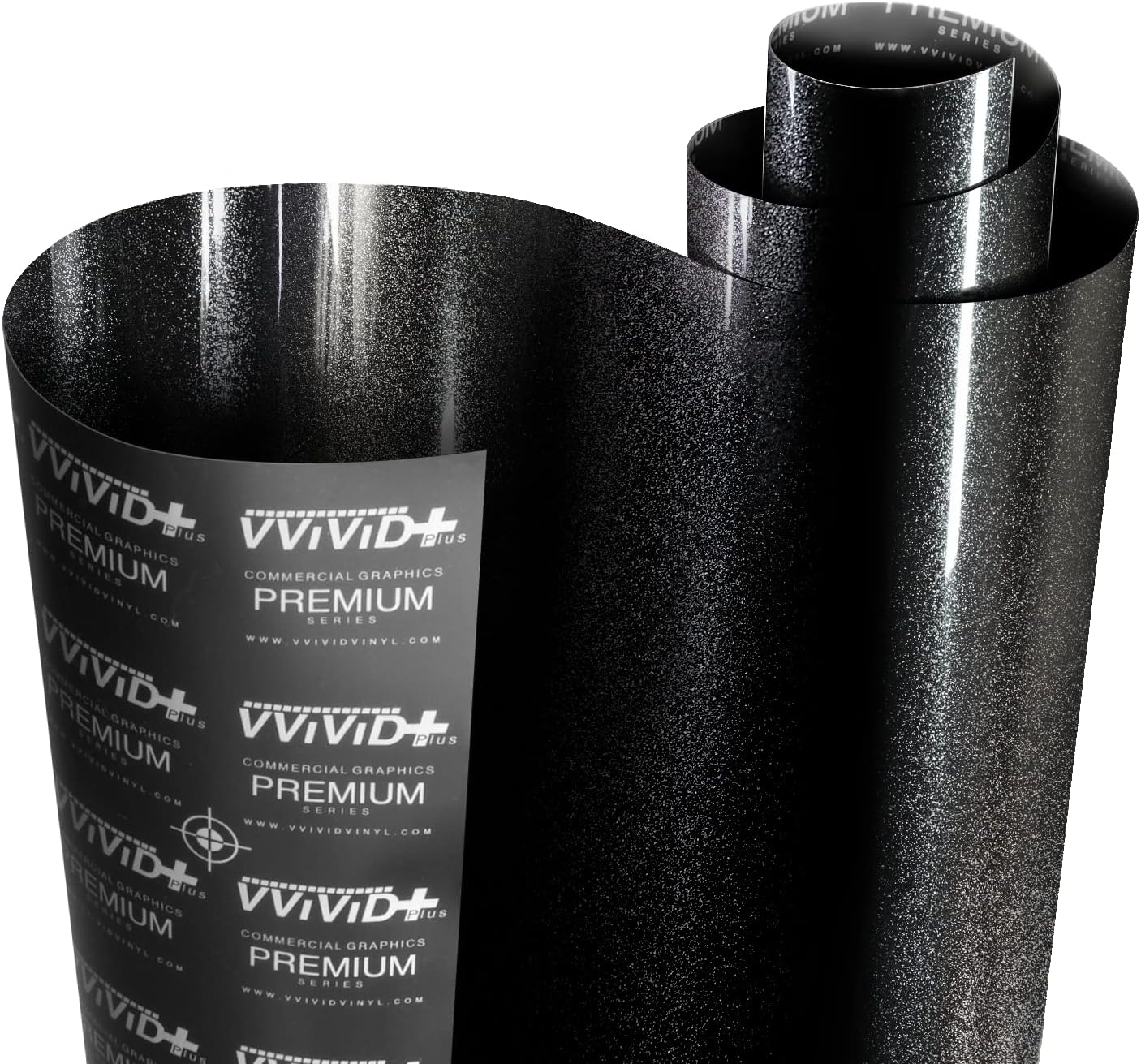 VViViD+ Ultra Gloss Metallic Premium Vinyl Car Wrap Film (25ft x 5ft, Gloss Heavy Metal Black)