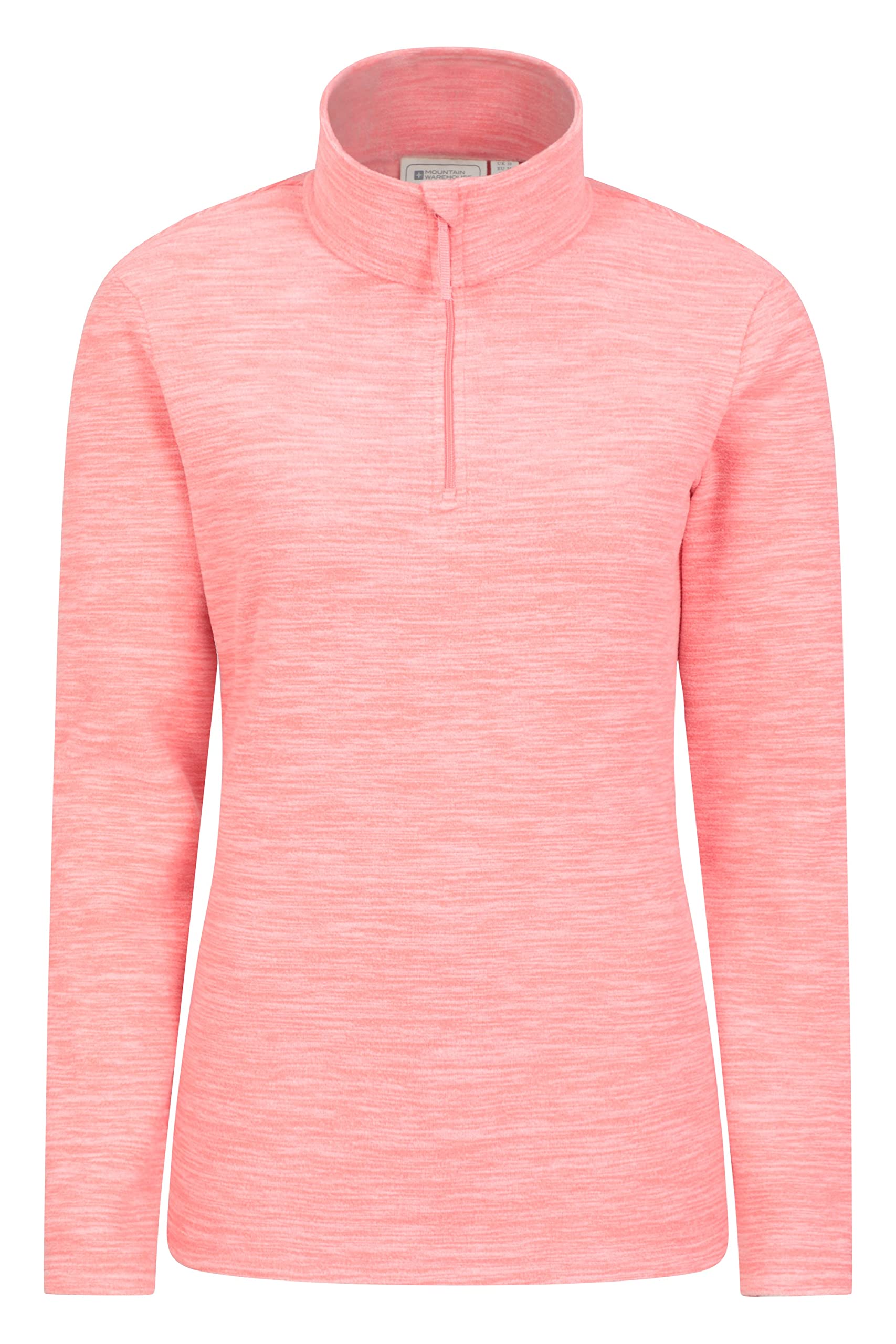 Mountain Warehouse Women's Snowdon Fleece Top Quick Dry Half Zip Jumper in Coral | Size: 12