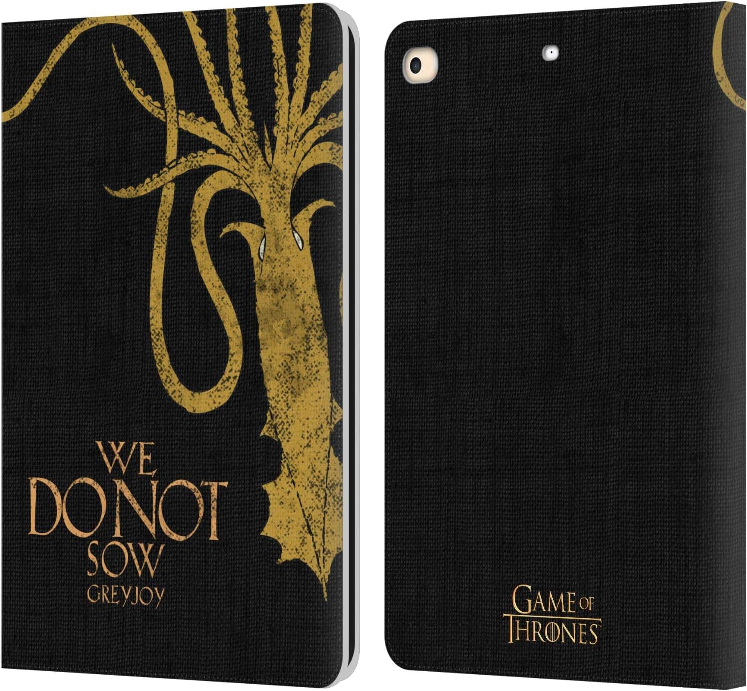 Head Case Designs Officially Licensed HBO Game of Thrones Greyjoy House Mottos Leather Wallet Case Compatible with Apple iPad 9.7 2017 / iPad 9.7 2018