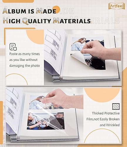 Miniatura 2 de Álbum de fotos autoadhesivas, álbum de recortes, 40 páginas libro de fotos grande para fotos de 4 x 6, 5 x 7, 8 x 10, álbum de cubierta de lino para